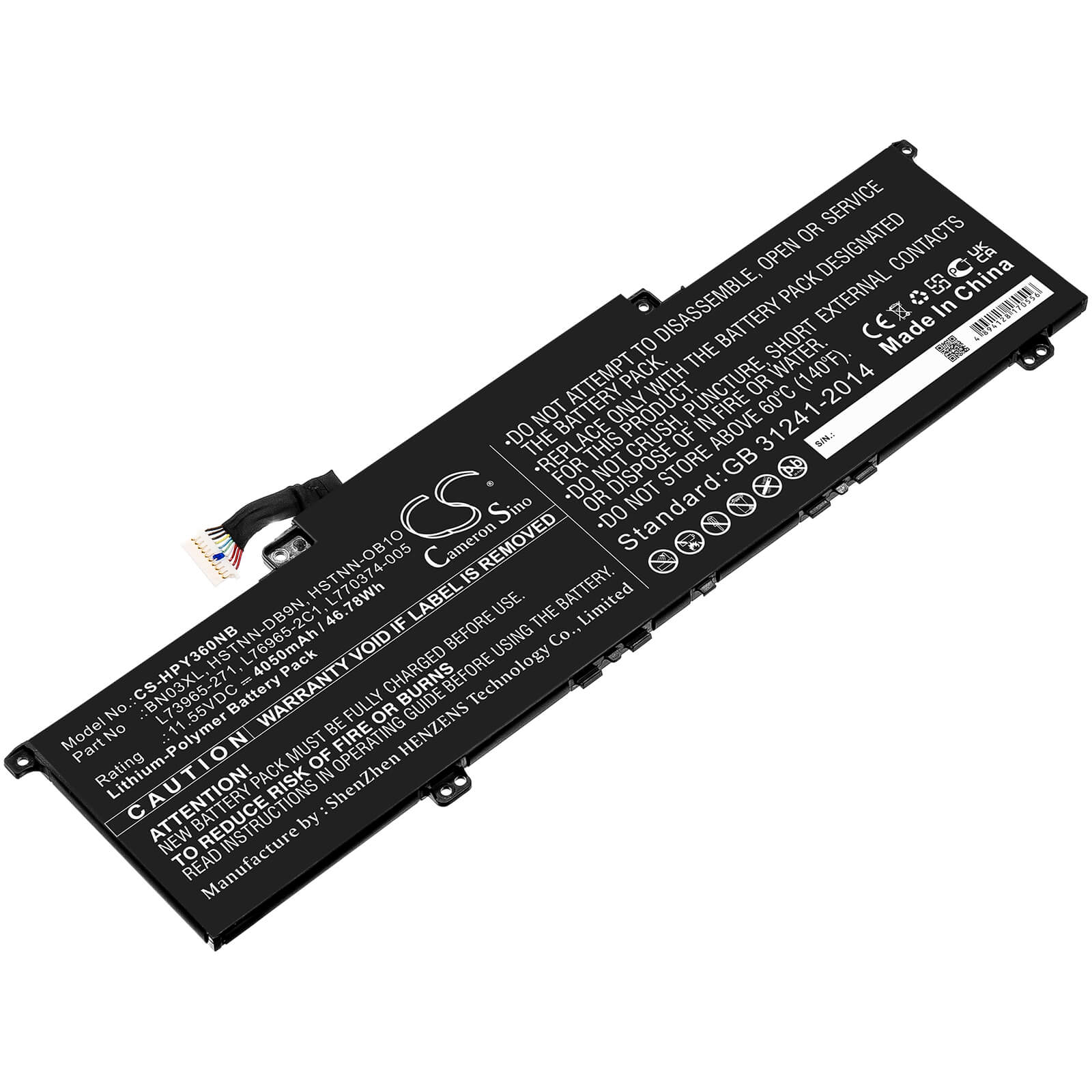 Li-ion Battery fits Hp, Envy 13 13-ba0003nu, Envy 13 13-ba0004nu, Envy 13 13-ba0010nr 11.55V, 4050mAh Notebook & Laptop Cameron Sino Technology Limited