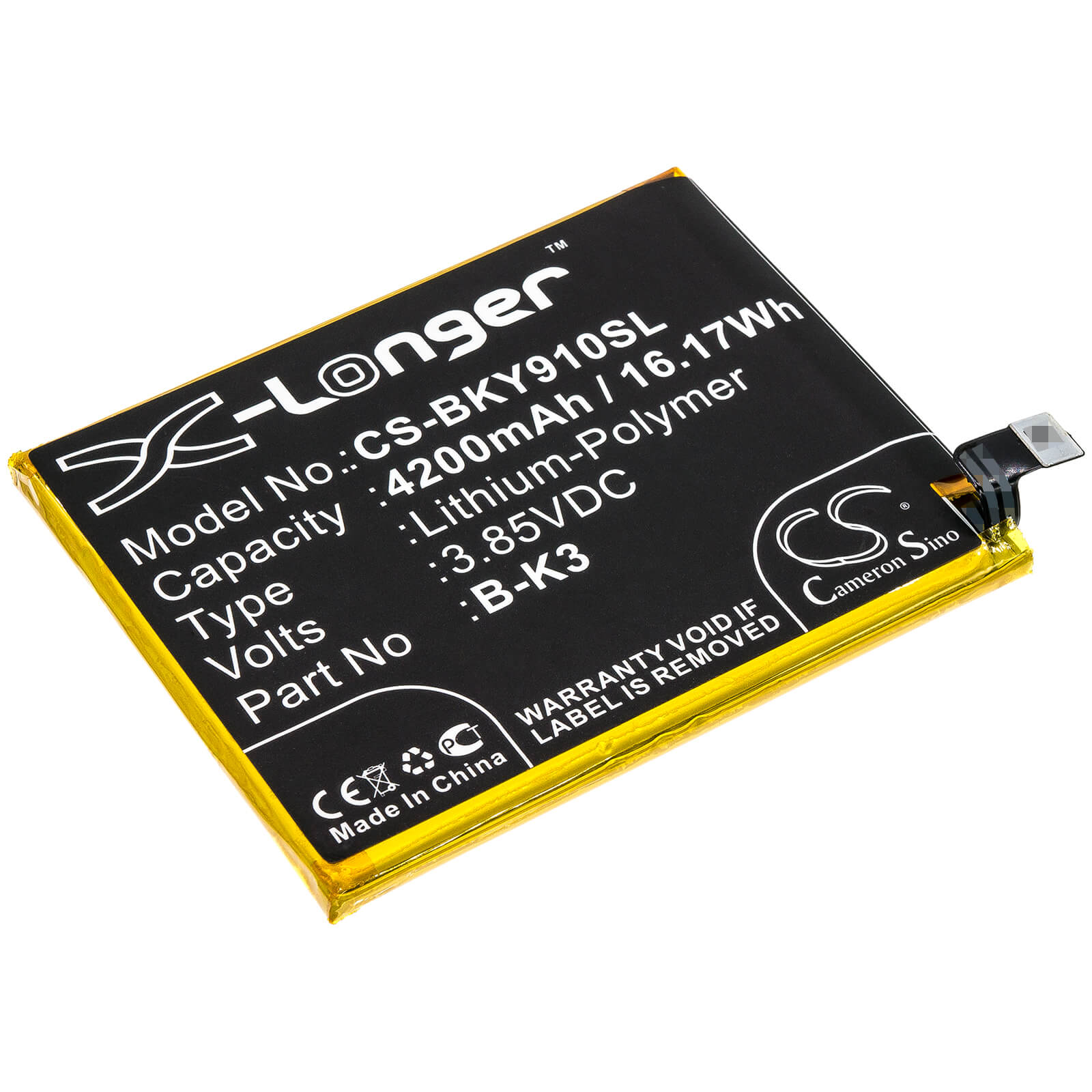 Li-Polymer Battery fits Bbk, V1945a, V1945t 3.85V, 4400mAh Mobile & SmartPhone Cameron Sino Technology Limited