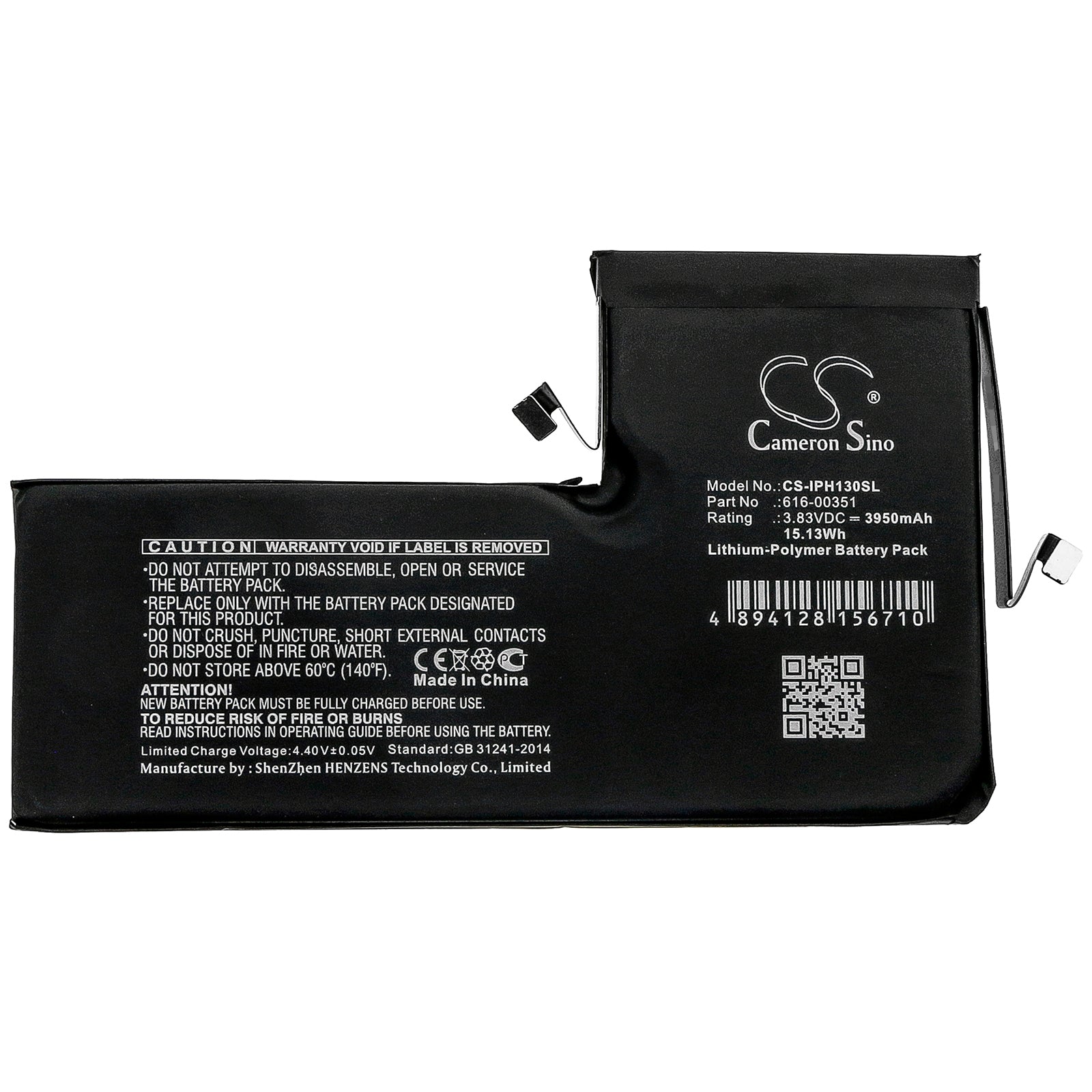 Li-Polymer Battery fits Apple, A2161, A2218 3.83V, 3950mAh Mobile & SmartPhone Cameron Sino Technology Limited
