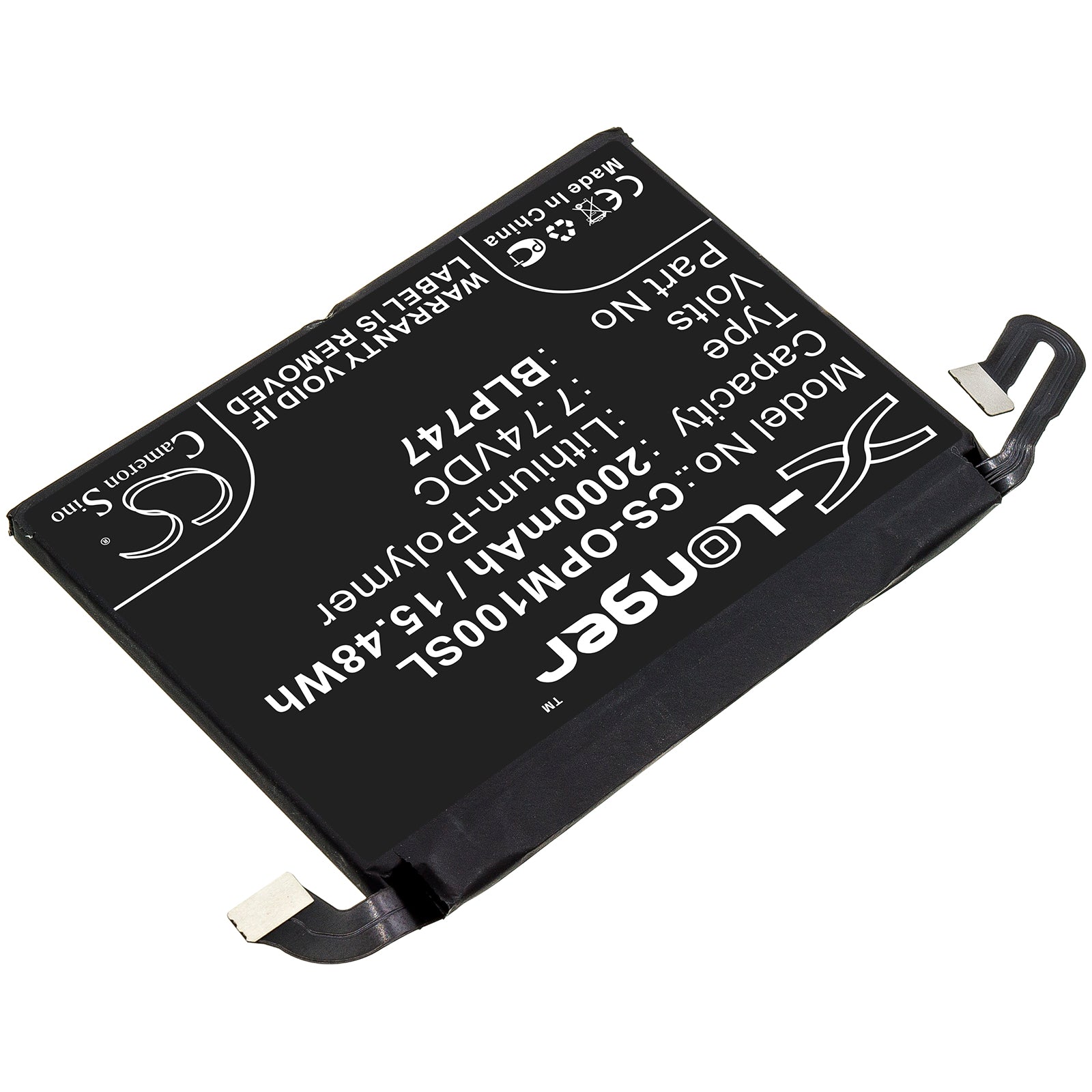 Li-Polymer Battery fits Oppo, Pclm10, Reno Ace 7.74V, 2000mAh Communications Cameron Sino Technology Limited (Suspended)
