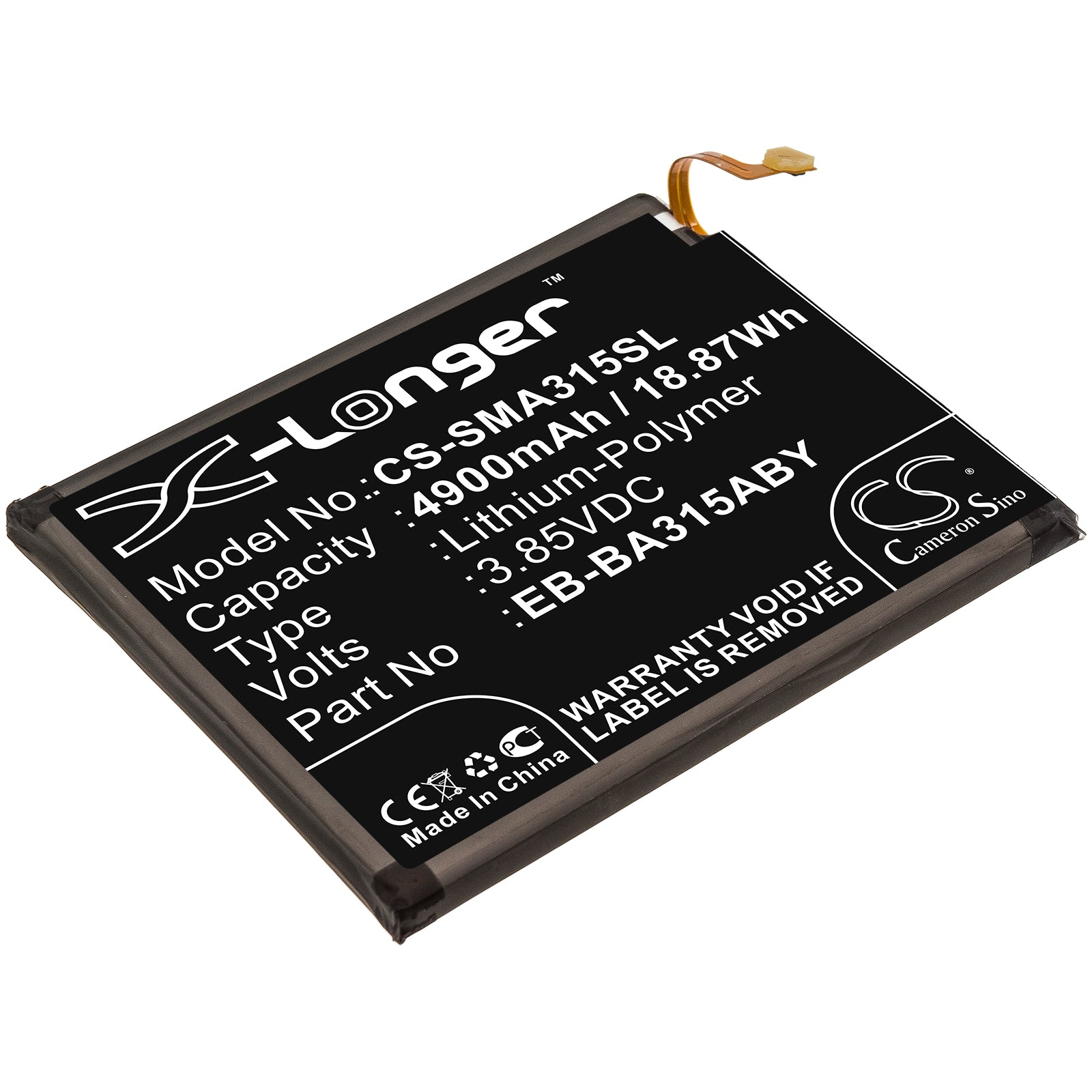 Li-Polymer Battery fits Samsung, Galaxy A31, Sm-a310f 3.85V, 4900mAh Mobile & SmartPhone Cameron Sino Technology Limited