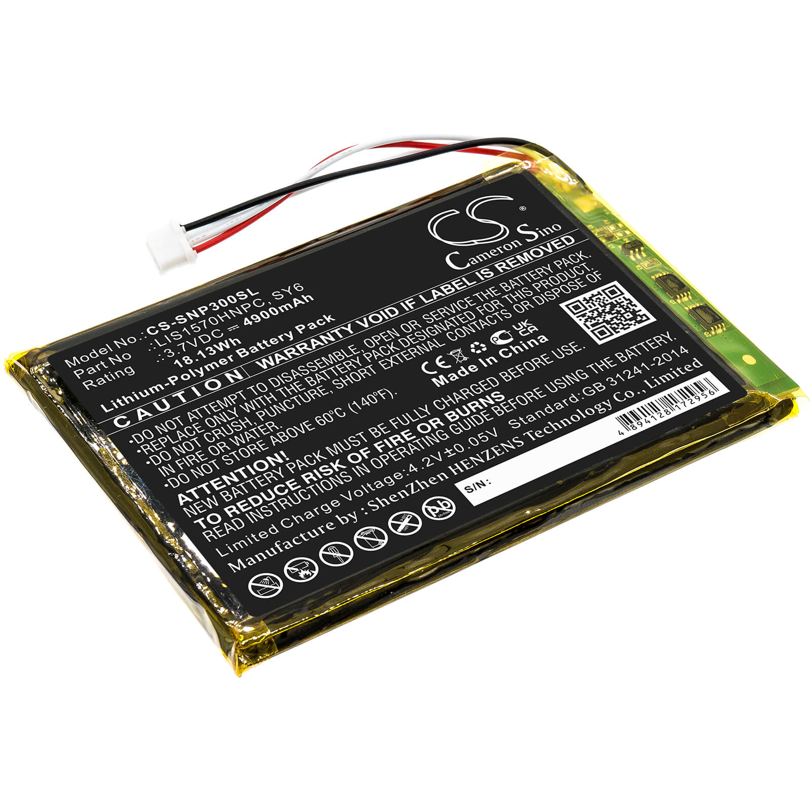 Li-Polymer Battery fits Sony, Pha-3 3.7V, 4900mAh / 18.13Wh Amplifier Cameron Sino Technology Limited