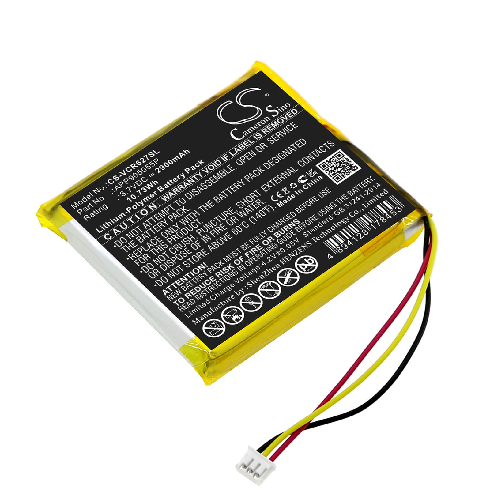 Li-Polymer Battery fits Venturecraft, R627, Vantam Piano Jazz Classic R627 3.7V, 2900mAh / 10.73Wh Amplifier Cameron Sino Technology Limited