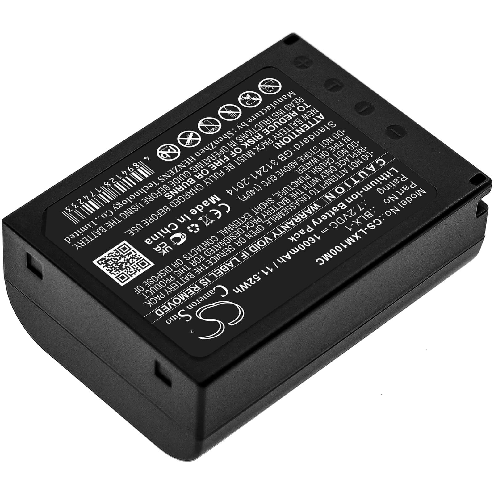 Li-ion Battery fits Olympus, Om System Om-1, Om-1 Mirrorless 7.2V, 1600mAh / 11.52Wh Camera Cameron Sino Technology Limited
