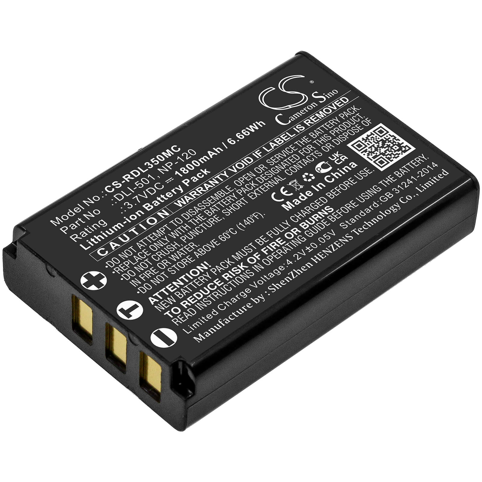 Li-ion Battery fits Rollei, Powerflex 350 Wifi 3.7V, 1800mAh / 6.66Wh Home Electronics Cameron Sino Technology Limited