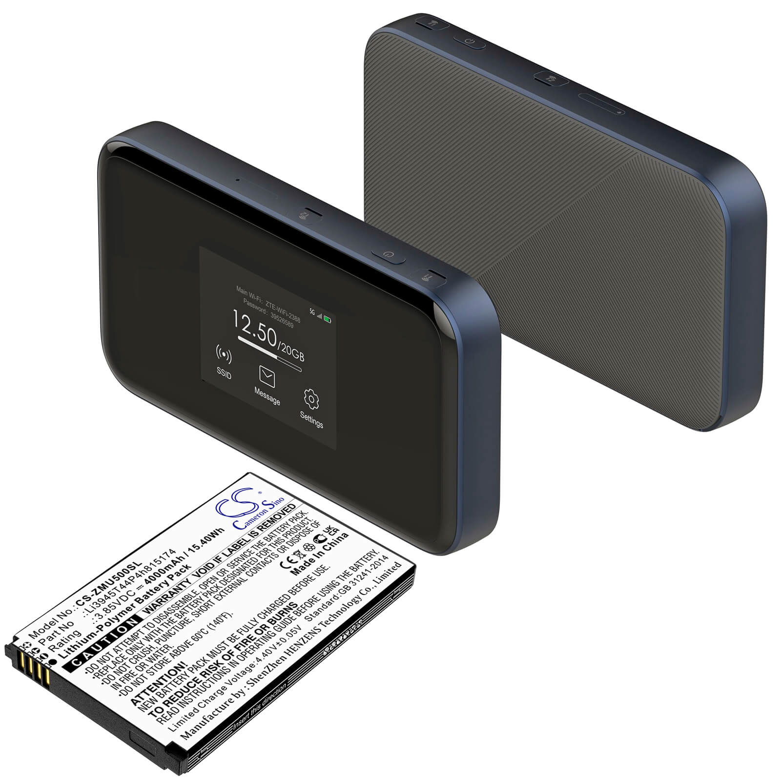 Li-Polymer Battery fits Telstra, 5g Wi-fi Pro 3.85V, 4000mAh / 15.40Wh Cameron Sino Technology Limited (Suspended)