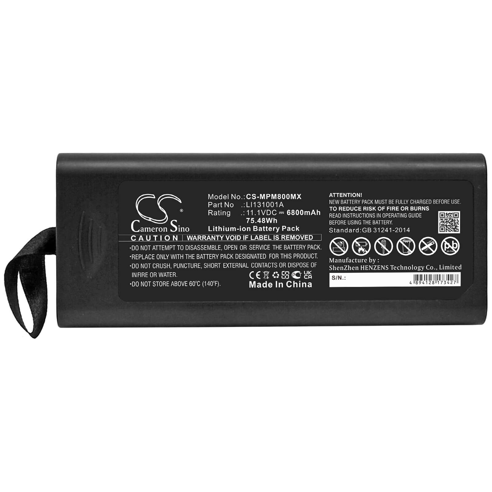 Li-ion Battery fits Mindray, Imec10, Imec12 11.1V, 6800mAh / 75.48Wh Medical Cameron Sino Technology Limited