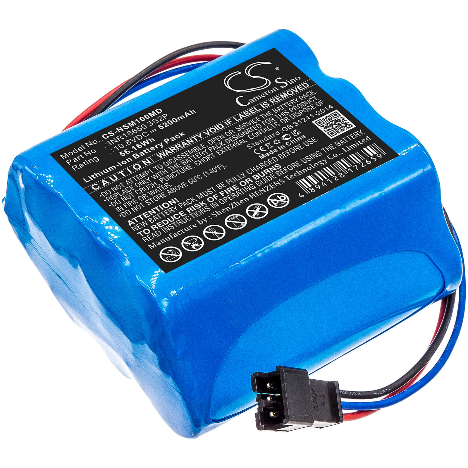 Li-ion Battery fits Neusoft, Nsc-m10 10.8V, 5200mAh / 56.16Wh Medical Cameron Sino Technology Limited