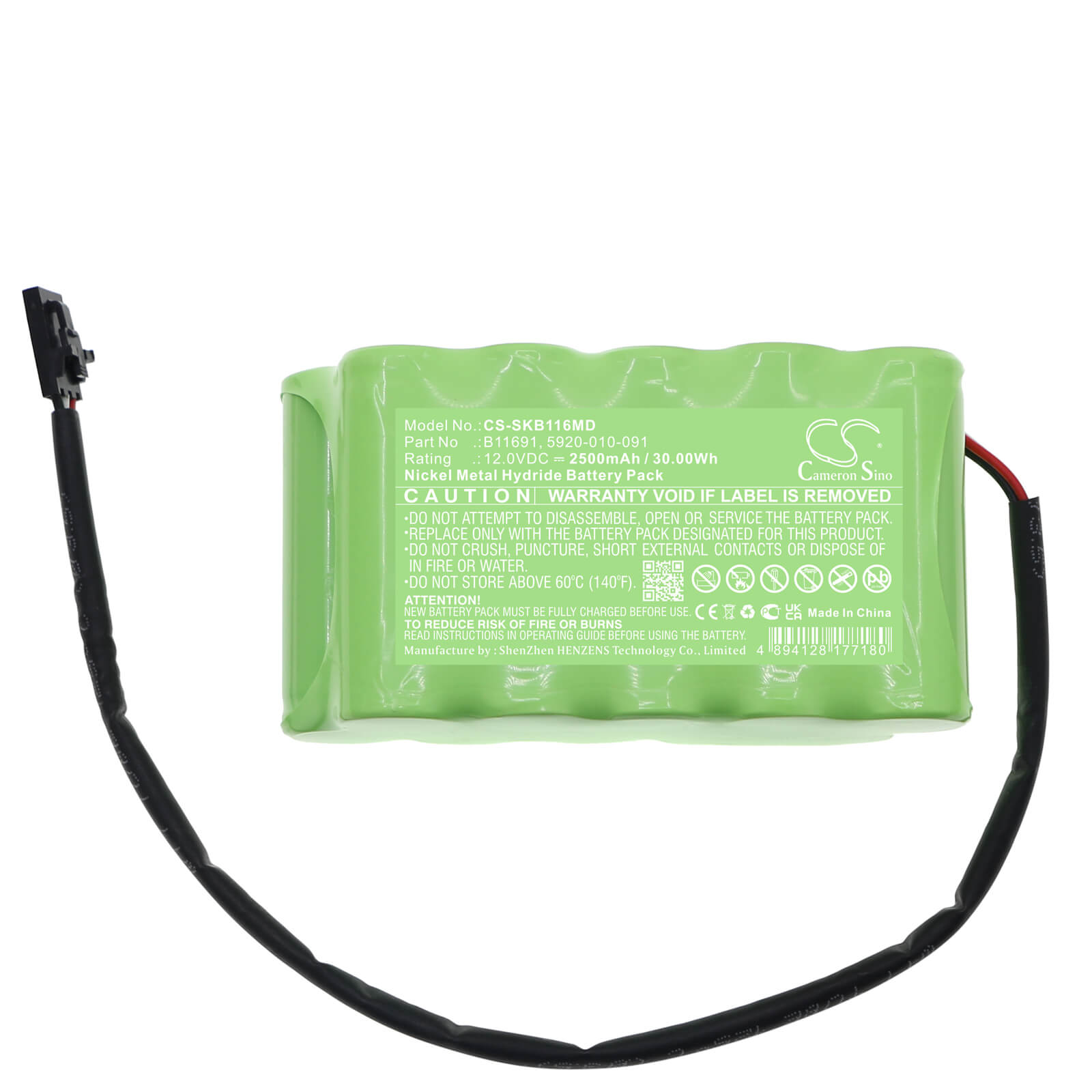 Ni-MH Battery fits Stryker, 0axinst10, 0axstgx10 12.0V, 2500mAh / 30.00Wh Medical Cameron Sino Technology Limited