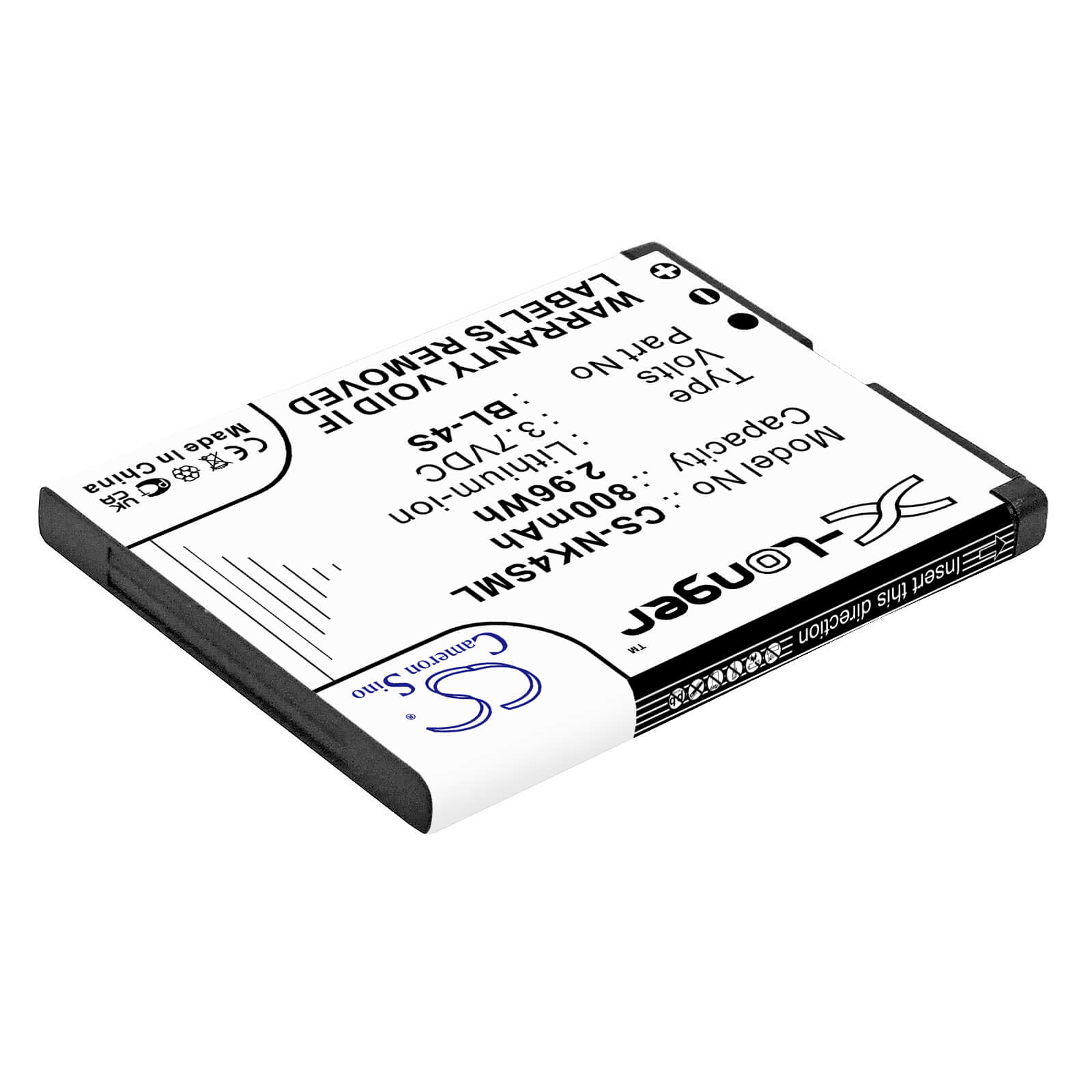 Li-ion Battery fits Nokia, 2680, 2680 Slide 3.7V, 800mAh / 2.96Wh Mobile & SmartPhone Cameron Sino Technology Limited