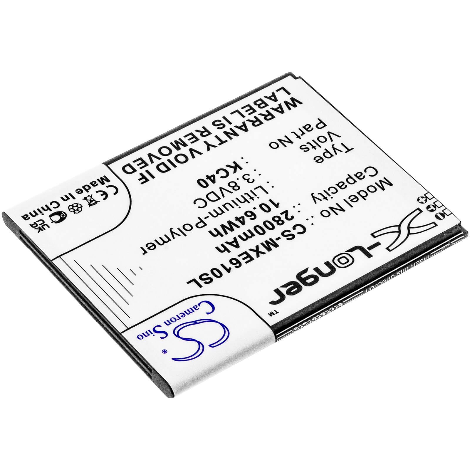 Li-Polymer Battery fits Lenovo, K10 2019, K10 2019 Global 3.8V, 2800mAh / 10.64Wh Mobile & SmartPhone Cameron Sino Technology Limited