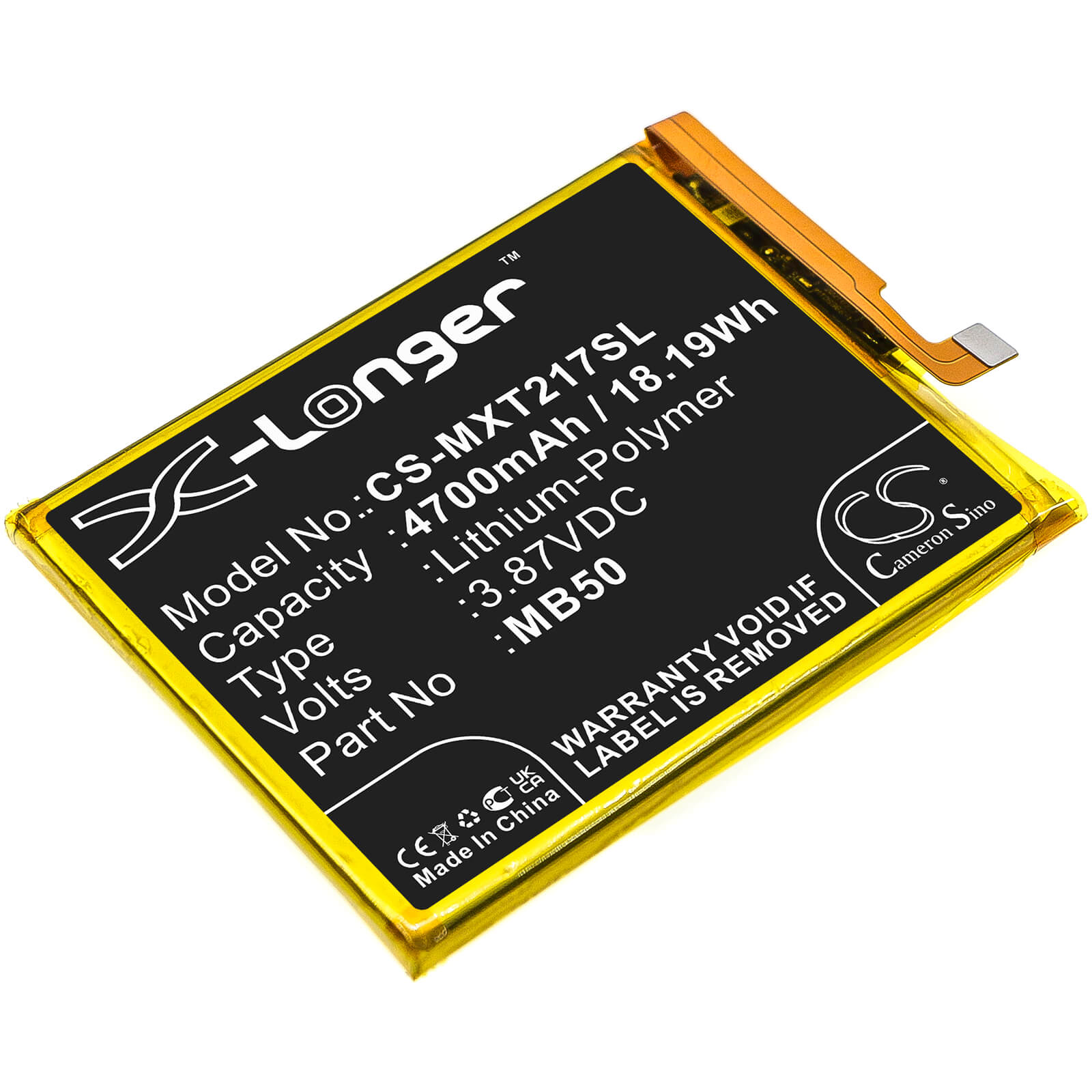 Li-Polymer Battery fits Motorola, Moto Edge S30, Moto Edge S30 5g 2021 3.87V, 4700mAh / 18.19Wh Mobile & SmartPhone Cameron Sino Technology Limited