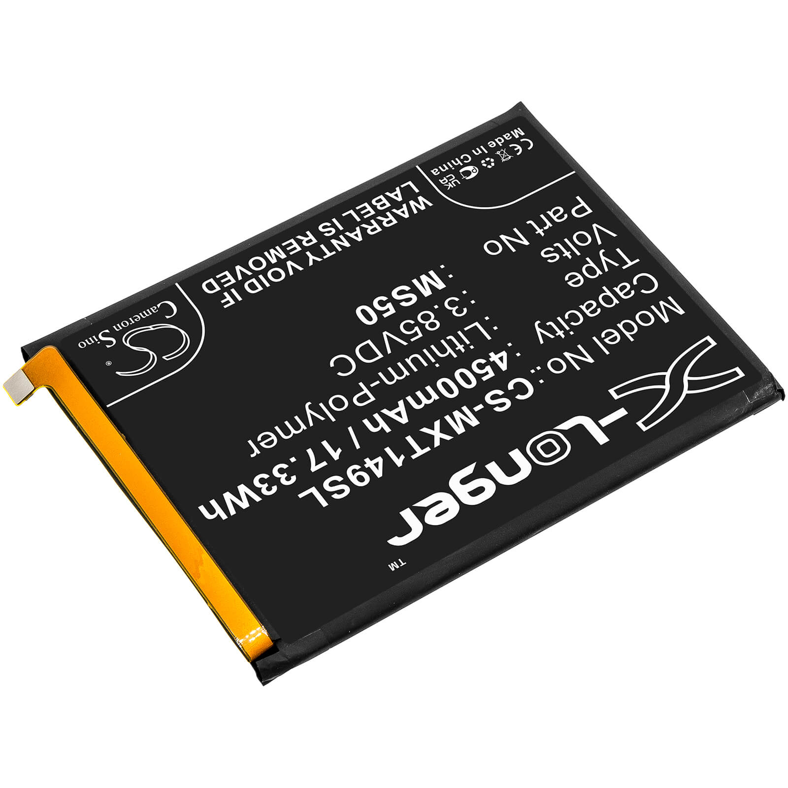 Li-Polymer Battery fits Motorola, Moto G50 5g, Moto G50 5g 2021 3.85V, 4500mAh / 17.33Wh Mobile & SmartPhone Cameron Sino Technology Limited