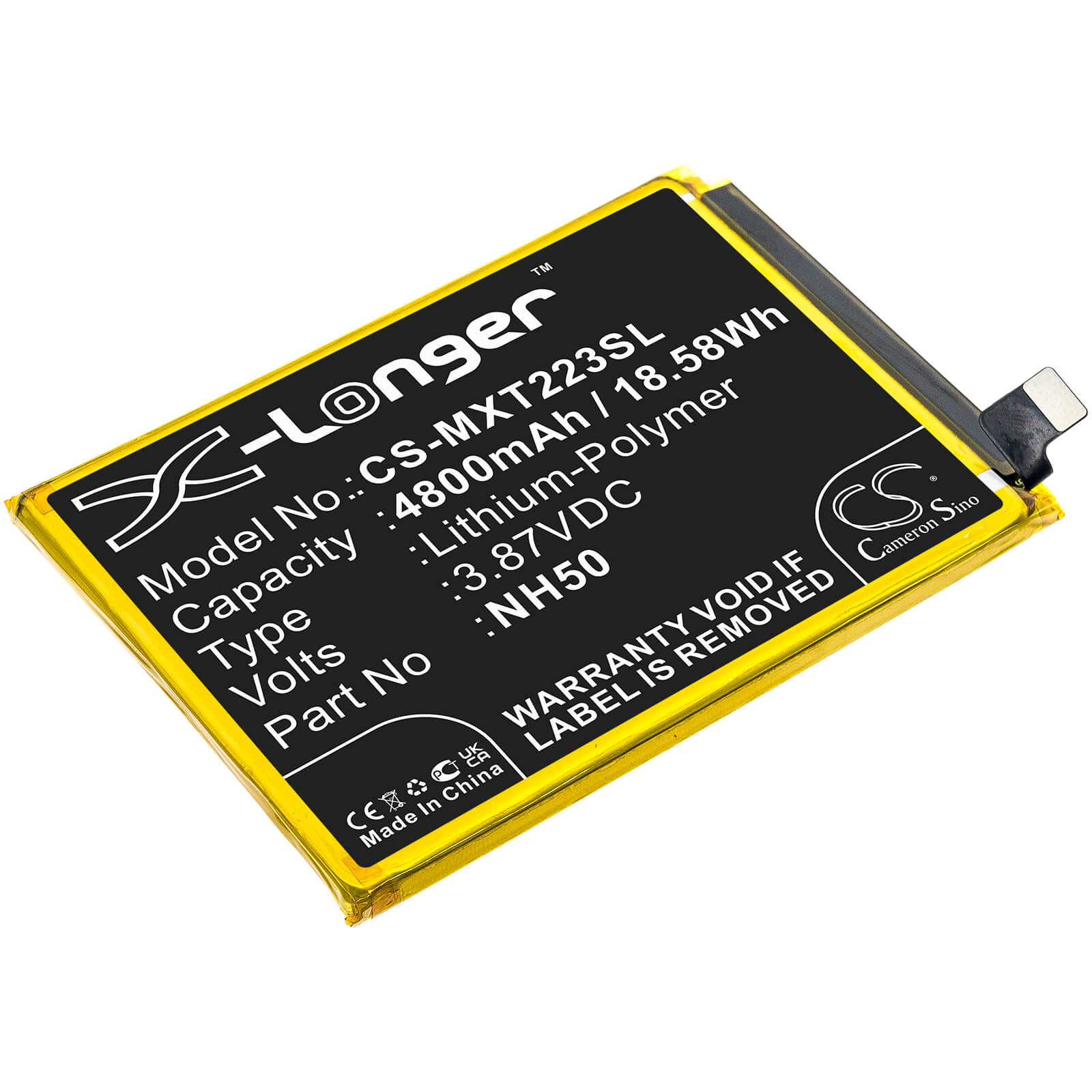 Li-Polymer Battery fits Motorola, Moto G22, Xt2231-1 3.87V, 4800mAh / 18.58Wh Mobile & SmartPhone Cameron Sino Technology Limited