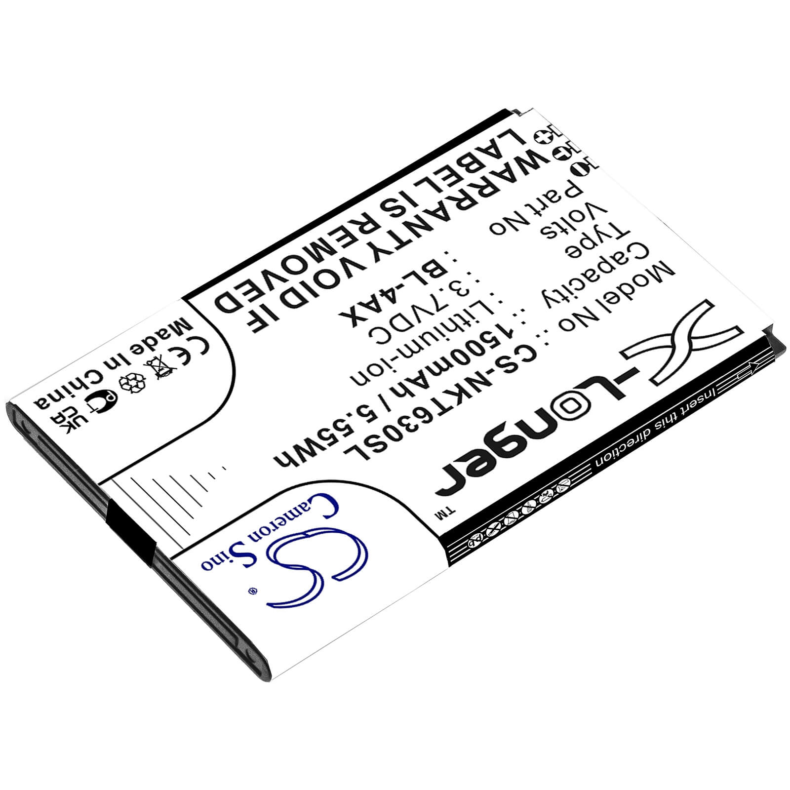 Li-ion Battery fits Nokia, 6300 4g, 8000 4g 3.7V, 1500mAh / 5.55Wh Mobile & SmartPhone Cameron Sino Technology Limited