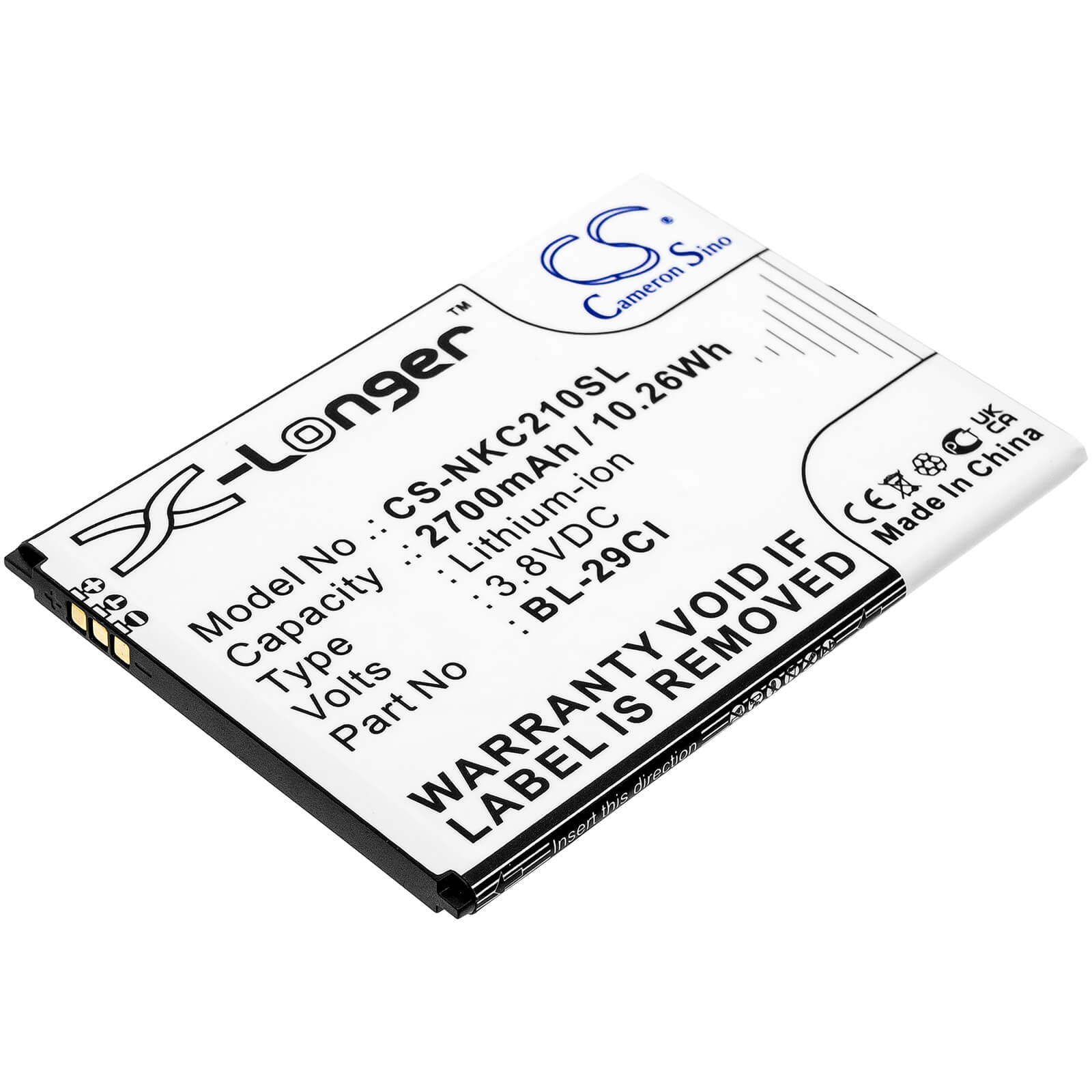 Li-ion Battery fits Nokia, C21 3.8V, 2700mAh / 10.26Wh Mobile & SmartPhone Cameron Sino Technology Limited