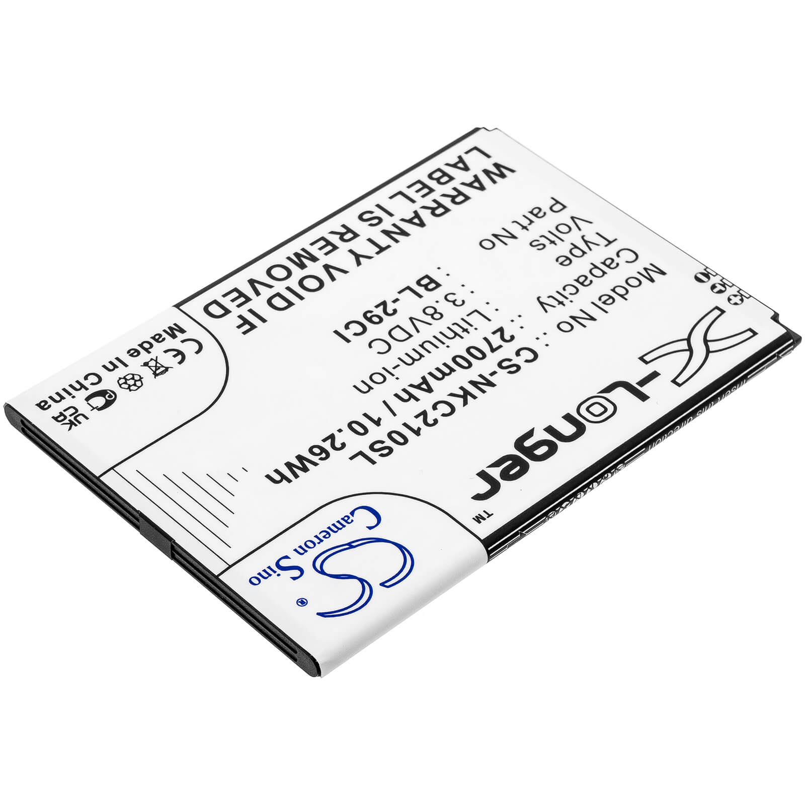 Li-ion Battery fits Nokia, C21 3.8V, 2700mAh / 10.26Wh Mobile & SmartPhone Cameron Sino Technology Limited