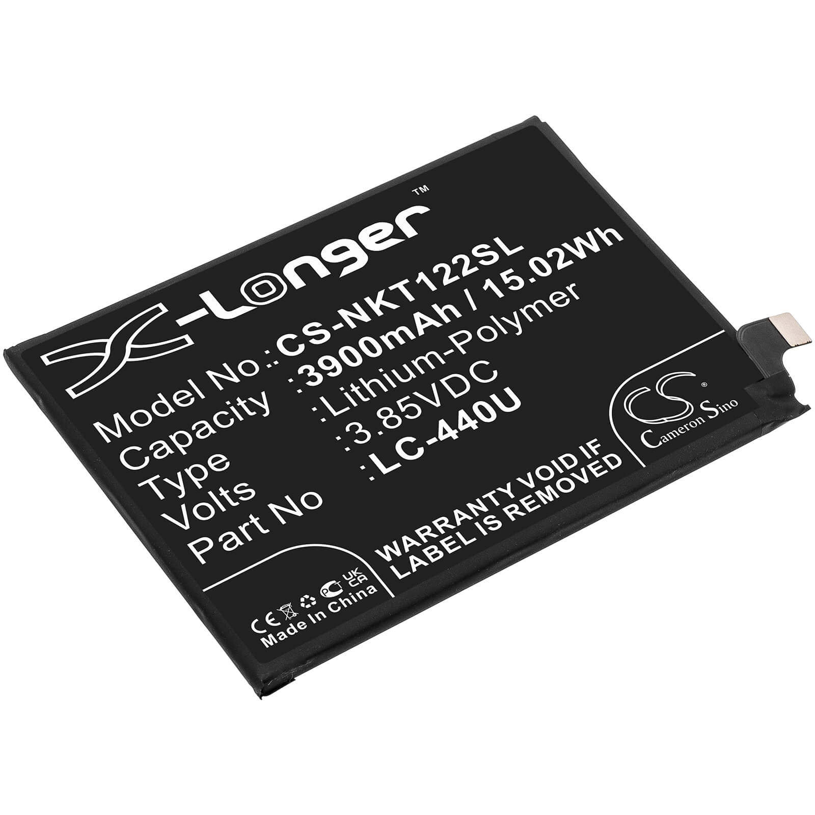 Li-Polymer Battery fits Nokia, 5,3 2020, Ta-1223 3.85V, 3900mAh / 15.02Wh Mobile & SmartPhone Cameron Sino Technology Limited