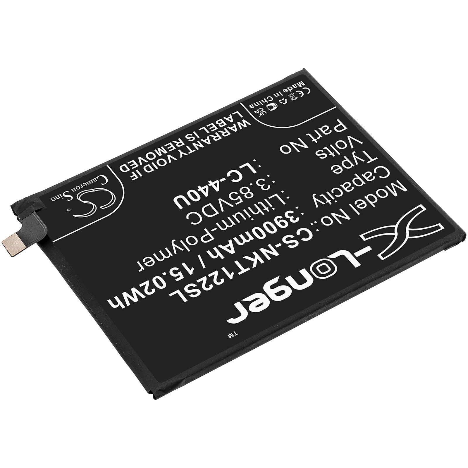Li-Polymer Battery fits Nokia, 5,3 2020, Ta-1223 3.85V, 3900mAh / 15.02Wh Mobile & SmartPhone Cameron Sino Technology Limited
