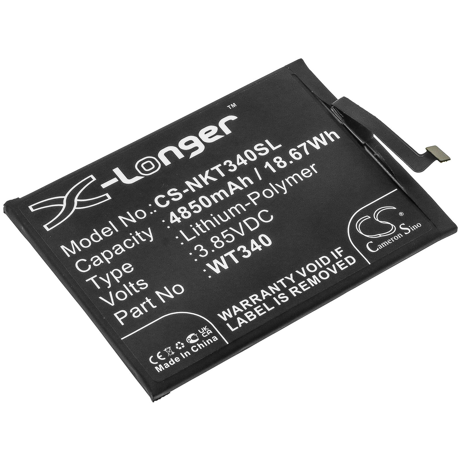 Li-Polymer Battery fits Nokia, Cn110, G10 3.85V, 4850mAh / 18.67Wh Mobile & SmartPhone Cameron Sino Technology Limited