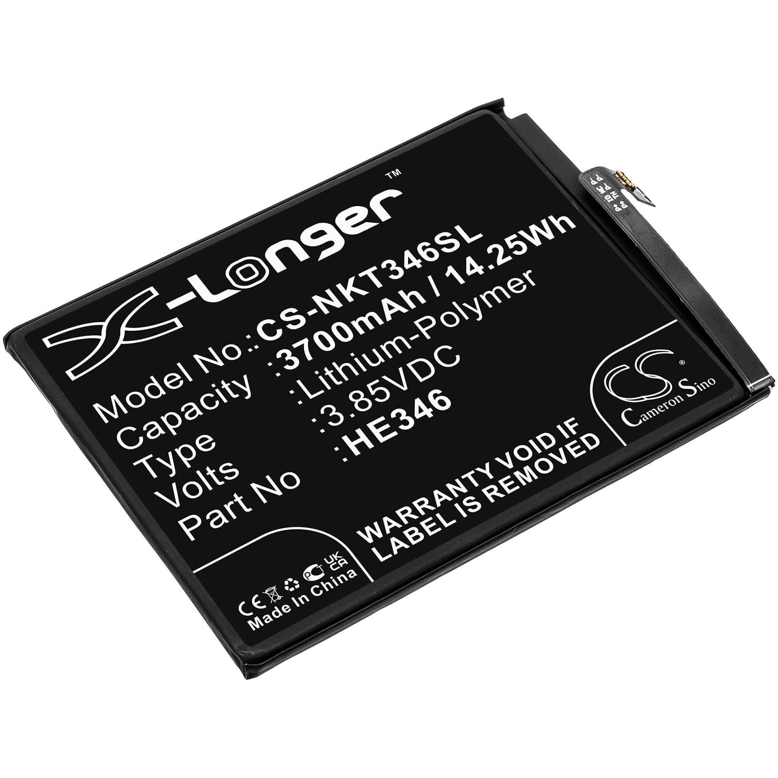 Li-Polymer Battery fits Nokia, 7 Plus, Ta1046 3.85V, 3700mAh / 14.25Wh Mobile & SmartPhone Cameron Sino Technology Limited