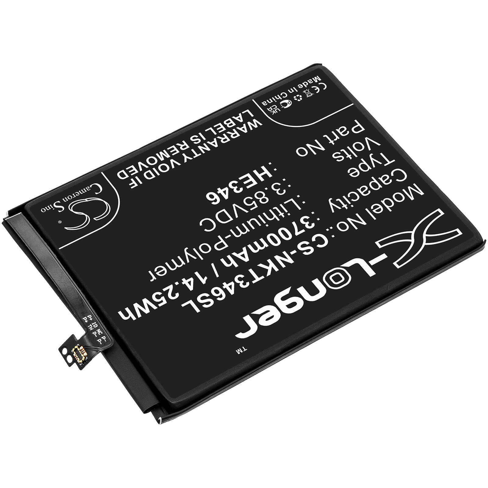 Li-Polymer Battery fits Nokia, 7 Plus, Ta1046 3.85V, 3700mAh / 14.25Wh Mobile & SmartPhone Cameron Sino Technology Limited