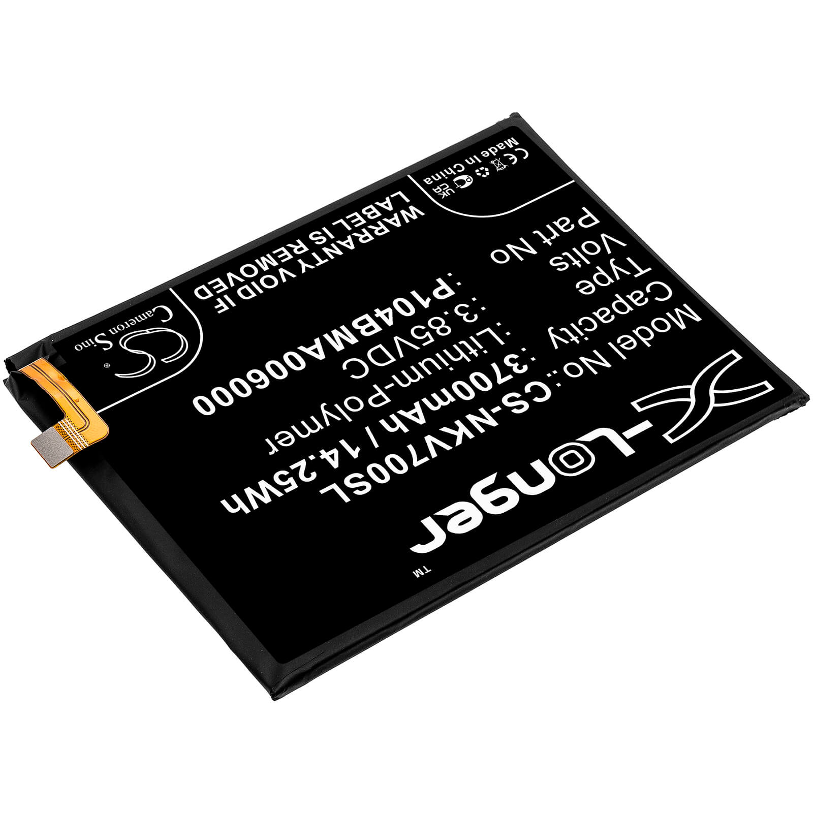 Li-Polymer Battery fits Nokia, Ta-1322, Ta-1323 3.85V, 3700mAh / 14.25Wh Mobile & SmartPhone Cameron Sino Technology Limited