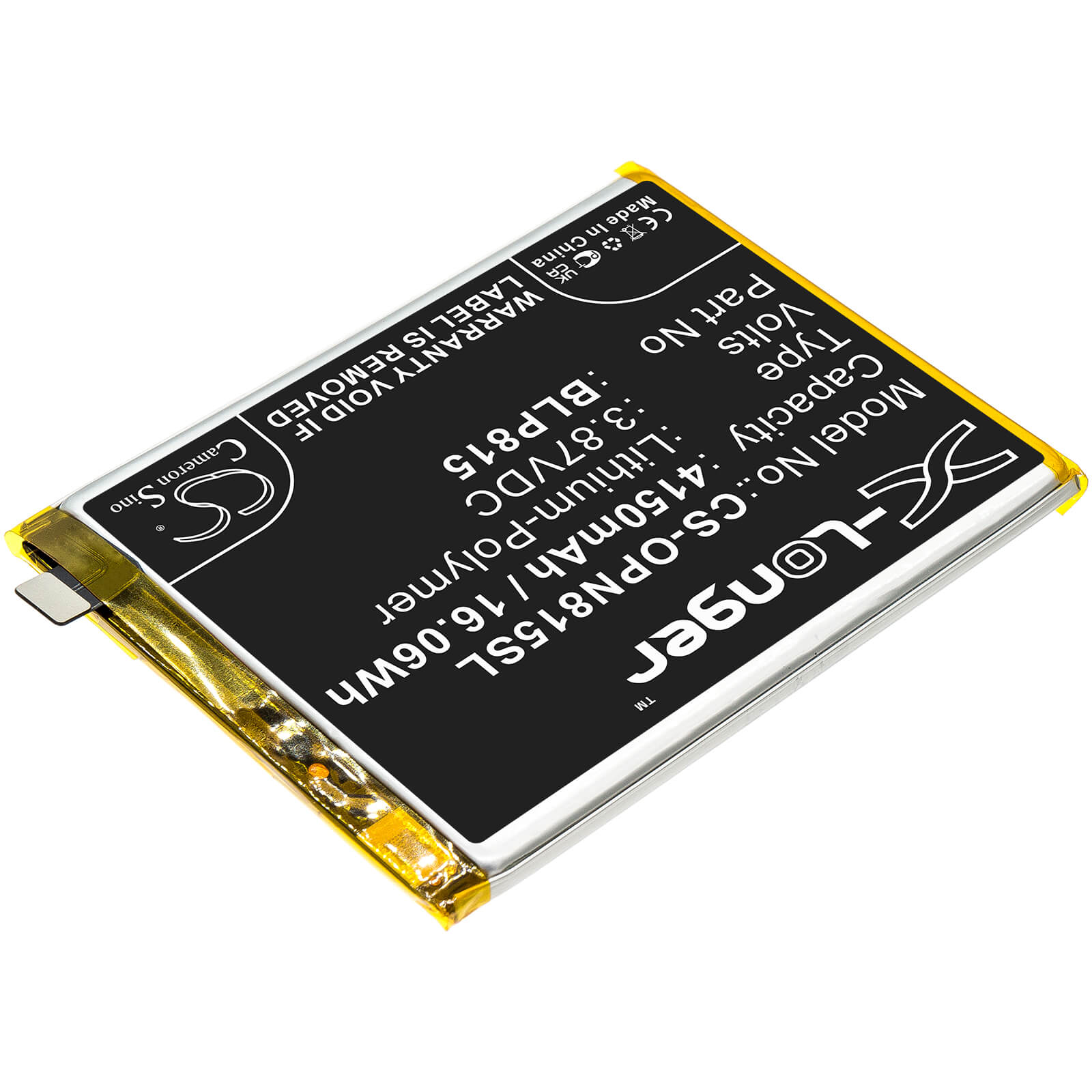 Li-Polymer Battery fits Oneplus, Be2025, Be2026 3.87V, 4150mAh / 16.06Wh Mobile & SmartPhone Cameron Sino Technology Limited