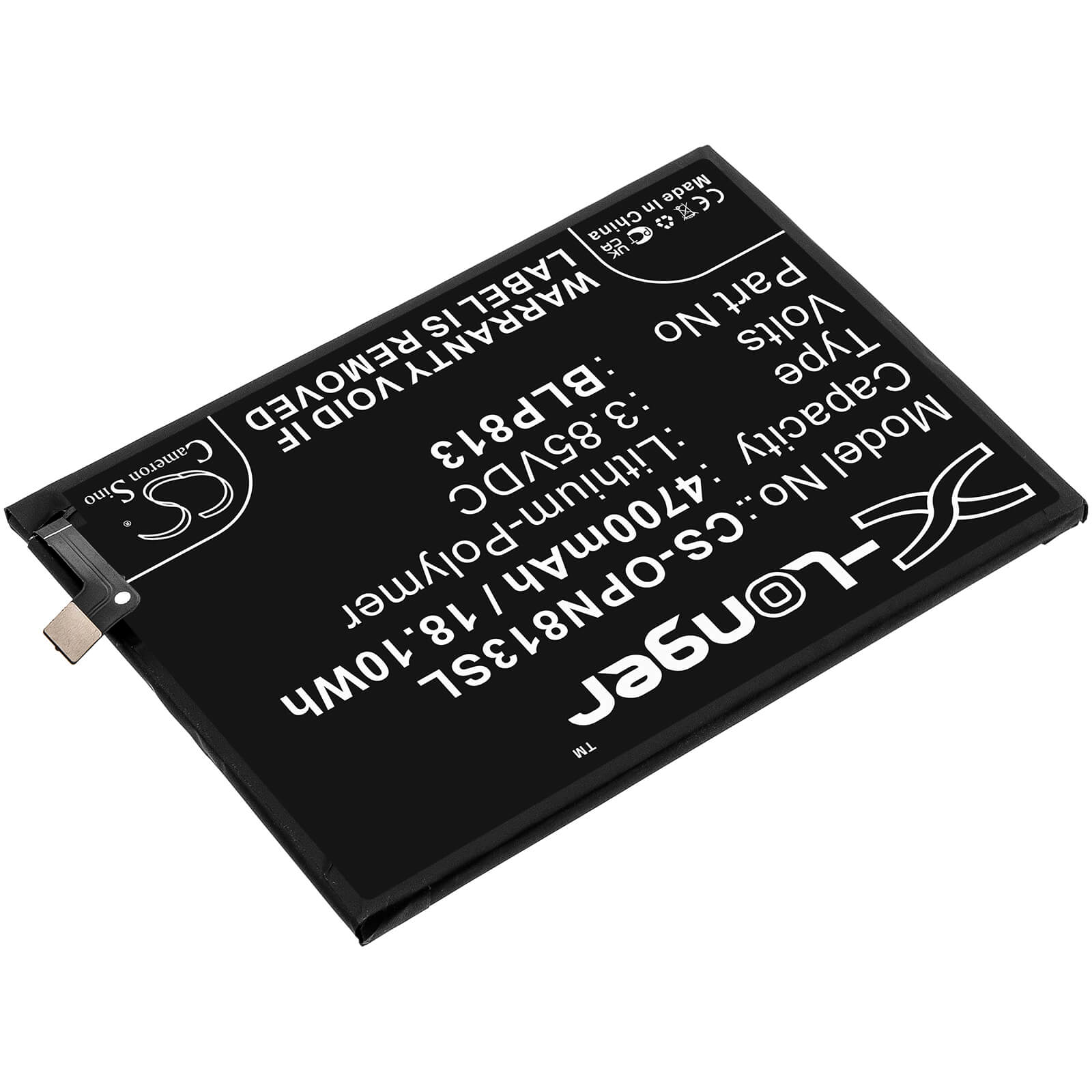 Li-Polymer Battery fits Oneplus, Be2011, Be2013 3.85V, 4700mAh / 18.10Wh Mobile & SmartPhone Cameron Sino Technology Limited
