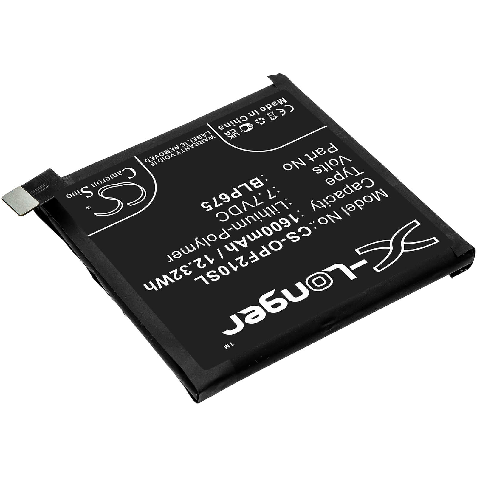 Li-Polymer Battery fits Oppo, Cph1871, Cph1875 7.7V, 1600mAh / 12.32Wh Mobile & SmartPhone Cameron Sino Technology Limited