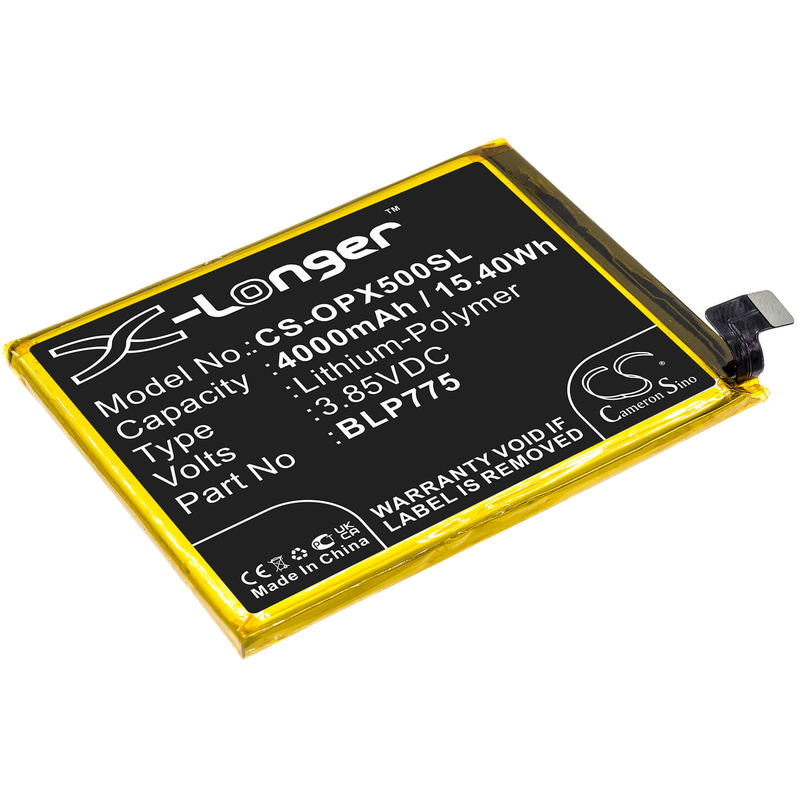 Li-Polymer Battery fits Oppo, Realme X50 5g, Rmx2021 3.85V, 4000mAh / 15.40Wh Mobile & SmartPhone Cameron Sino Technology Limited