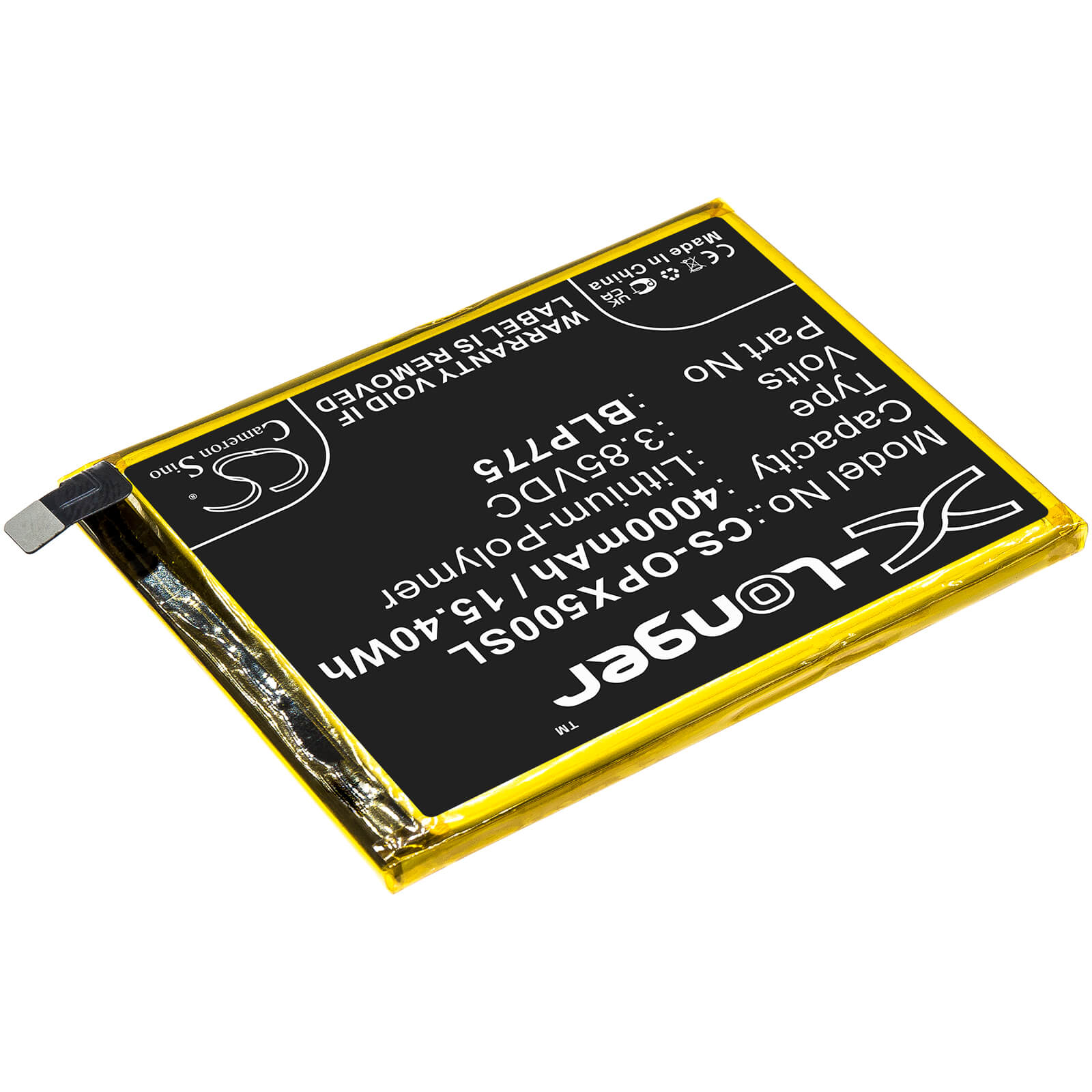 Li-Polymer Battery fits Oppo, Realme X50 5g, Rmx2021 3.85V, 4000mAh / 15.40Wh Mobile & SmartPhone Cameron Sino Technology Limited