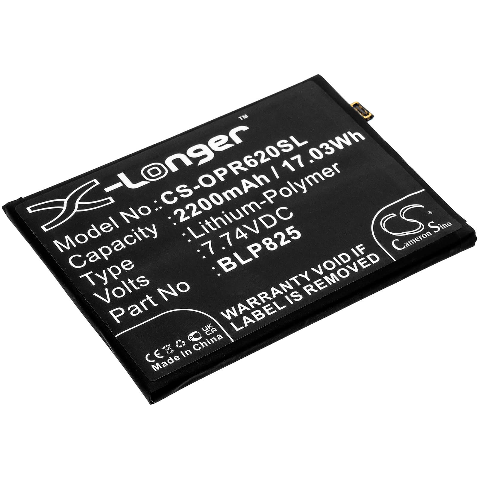 Li-Polymer Battery fits Oppo, Reno5 Pro+, Reno6 Pro 7.74V, 2200mAh / 17.03Wh Mobile & SmartPhone Cameron Sino Technology Limited