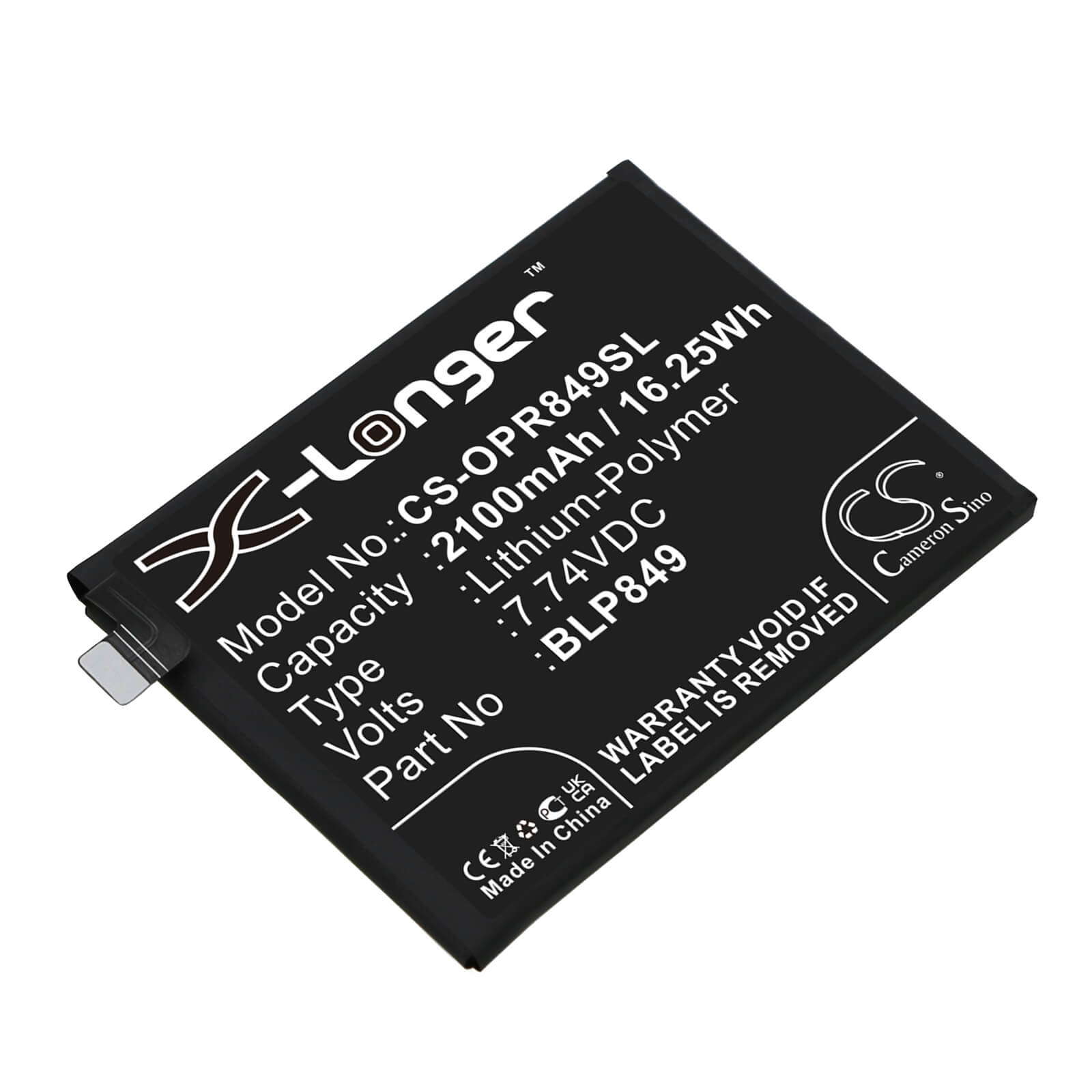 Li-Polymer Battery fits Oppo, Realme Gt, Realme Gt Neo 7.74V, 2100mAh / 16.25Wh Mobile & SmartPhone Cameron Sino Technology Limited