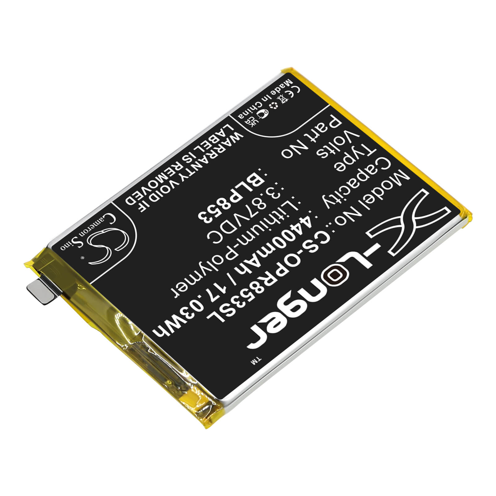 Li-Polymer Battery fits Oppo, Cph2113, Cph2205 3.87V, 4400mAh / 17.03Wh Mobile & SmartPhone Cameron Sino Technology Limited