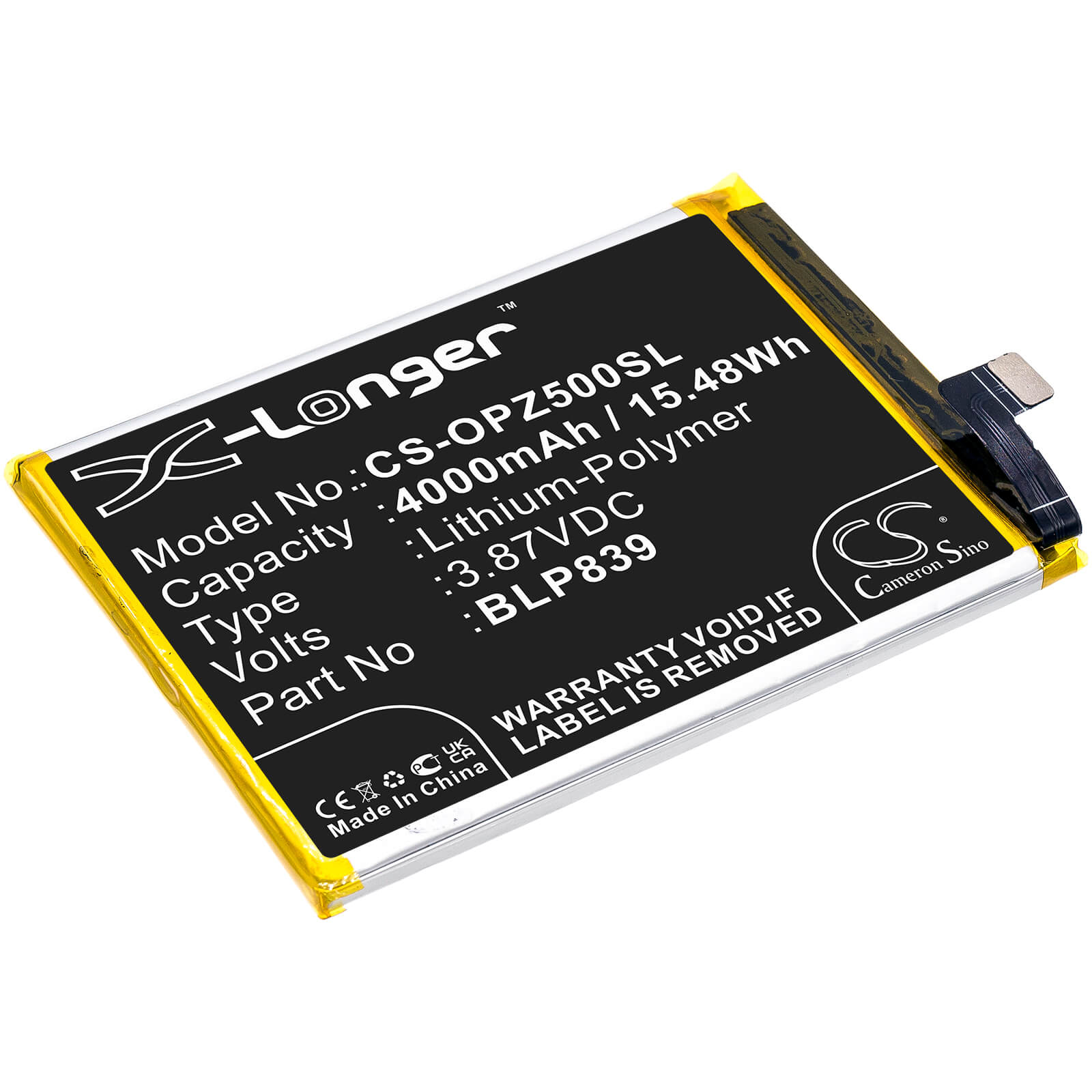 Li-Polymer Battery fits Oppo, 2213, A94 5g 3.87V, 4000mAh / 15.48Wh Mobile & SmartPhone Cameron Sino Technology Limited