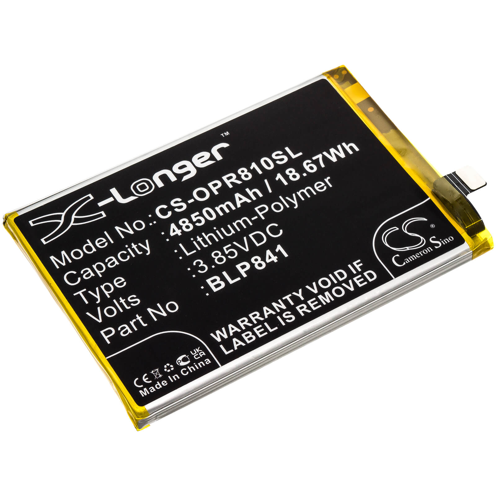 Li-Polymer Battery fits Oppo, Realme 8, Realme Q3 3.85V, 4850mAh / 18.67Wh Mobile & SmartPhone Cameron Sino Technology Limited