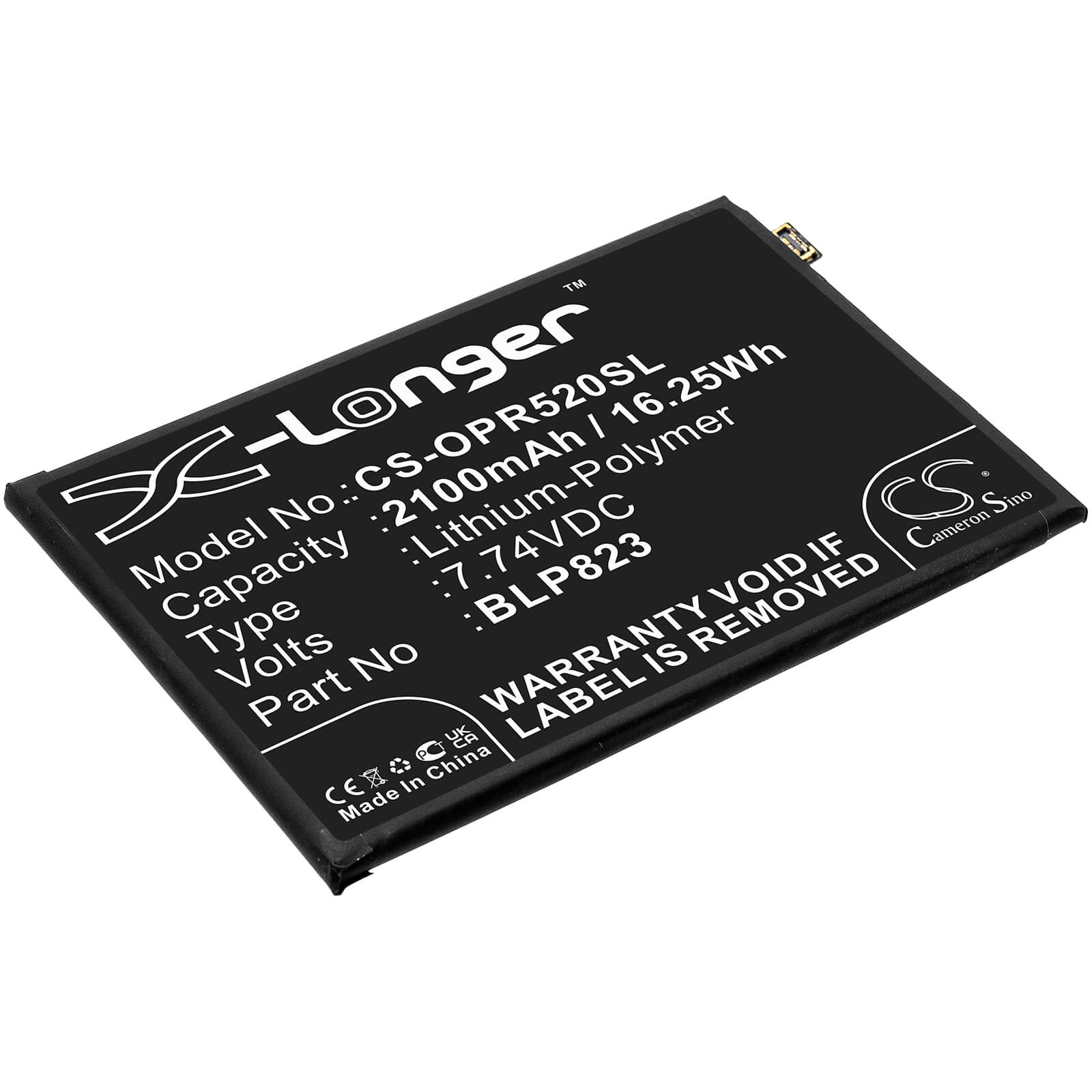 Li-Polymer Battery fits Oppo, Cph2201, Pdsm00 7.74V, 2100mAh / 16.25Wh Mobile & SmartPhone Cameron Sino Technology Limited