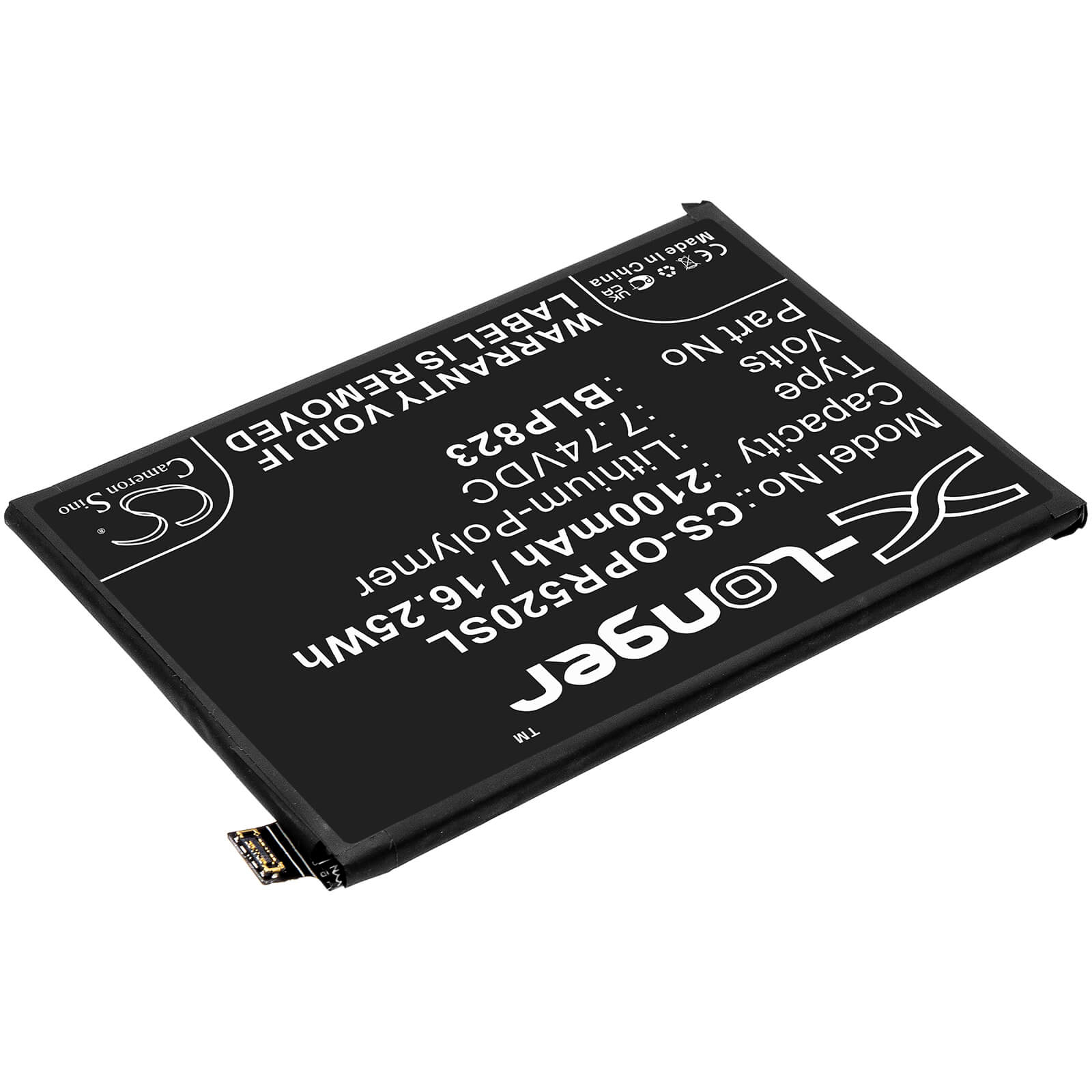 Li-Polymer Battery fits Oppo, Cph2201, Pdsm00 7.74V, 2100mAh / 16.25Wh Mobile & SmartPhone Cameron Sino Technology Limited