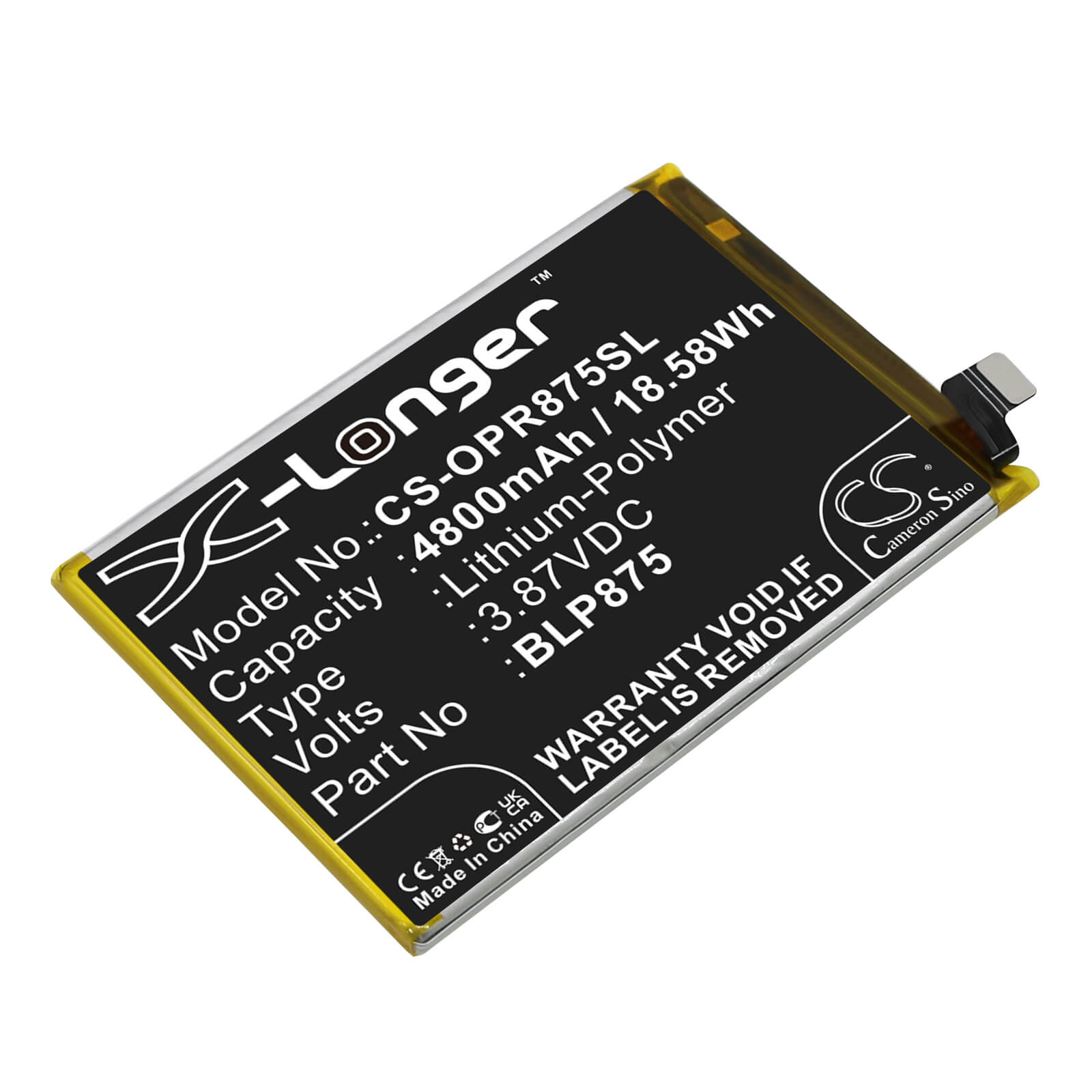 Li-Polymer Battery fits Oppo, Realme Narzo 50, Realme Q3s 3.87V, 4800mAh / 18.58Wh Mobile & SmartPhone Cameron Sino Technology Limited