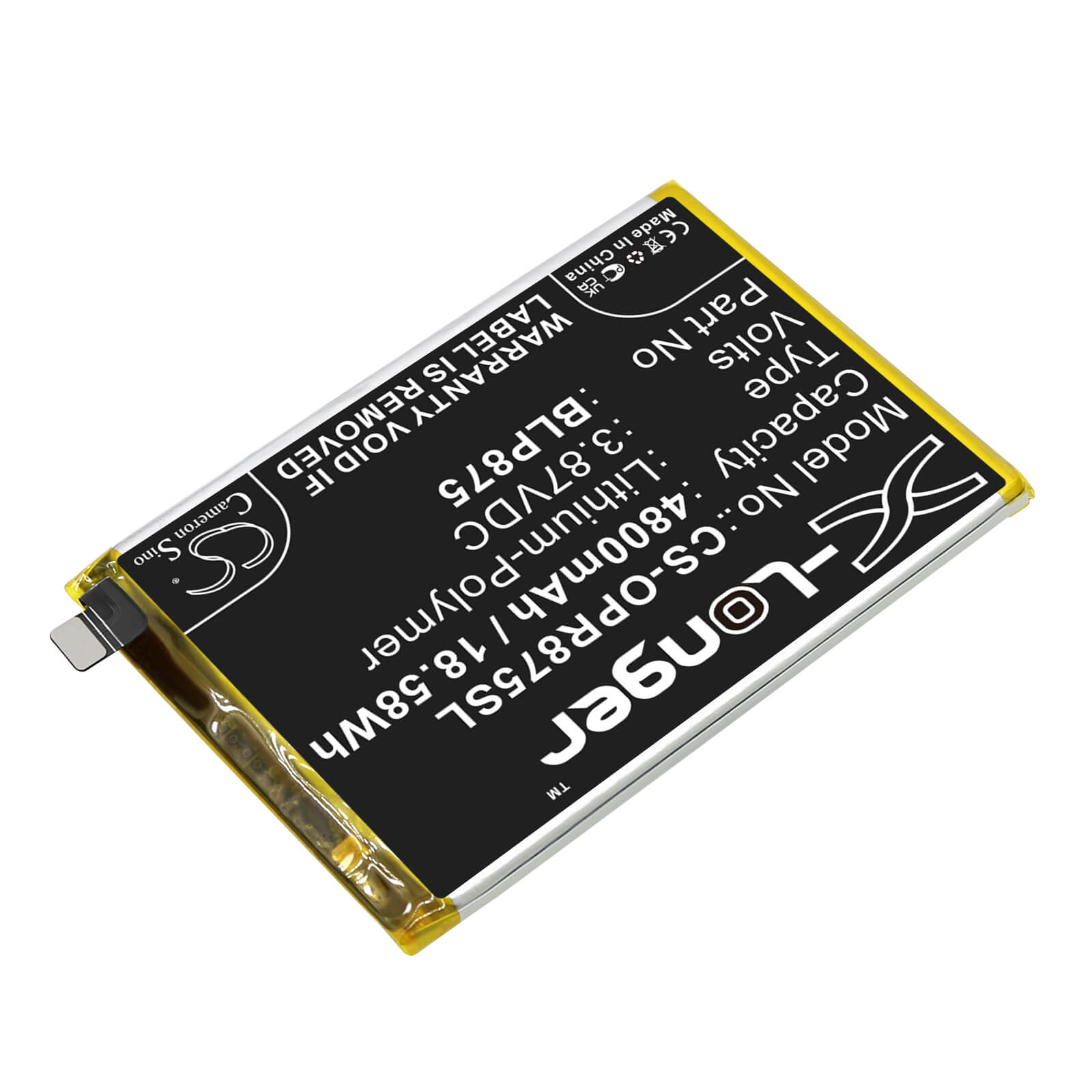Li-Polymer Battery fits Oppo, Realme Narzo 50, Realme Q3s 3.87V, 4800mAh / 18.58Wh Mobile & SmartPhone Cameron Sino Technology Limited