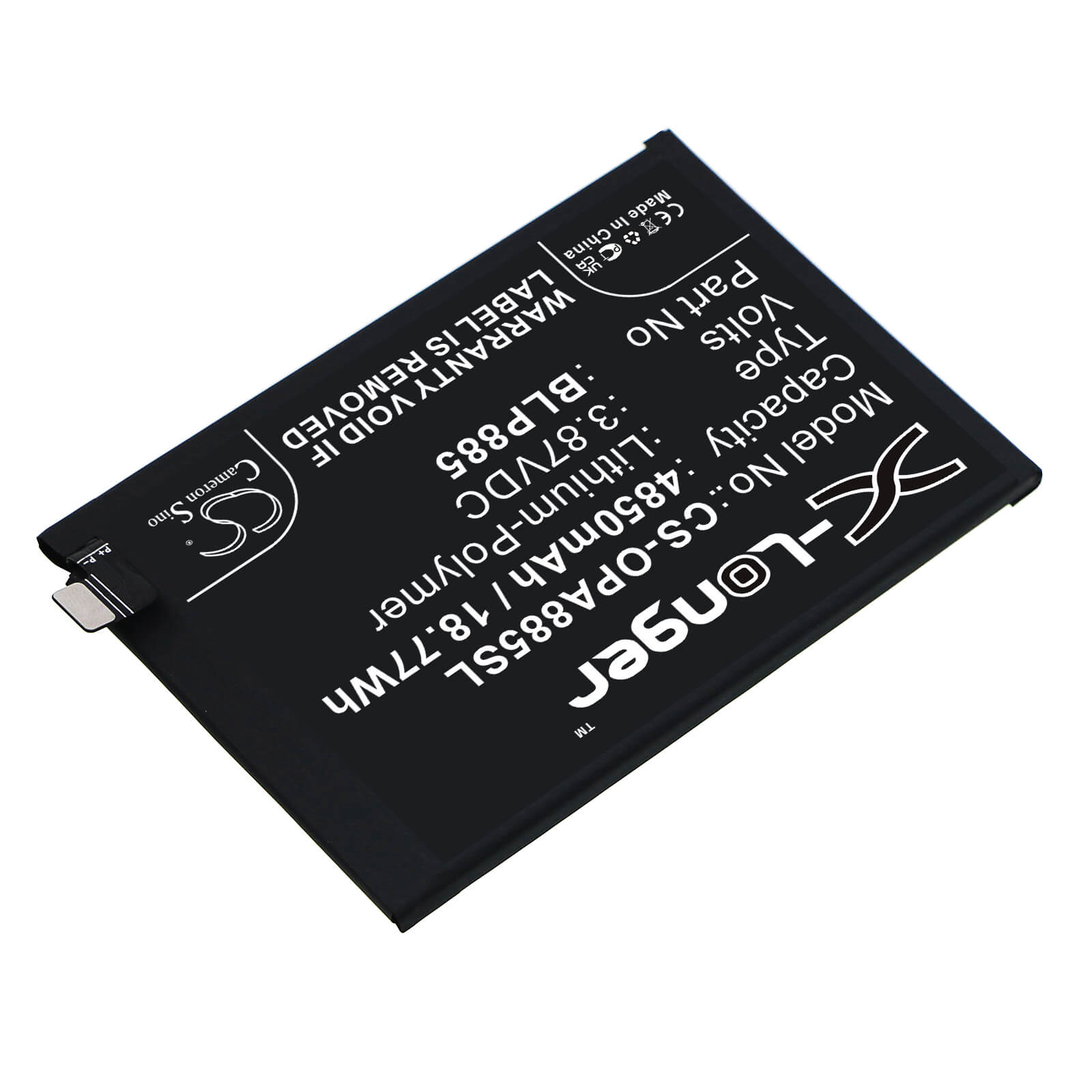 Li-Polymer Battery fits Oppo, A96, Cph2333 3.87V, 4850mAh / 18.77Wh Mobile & SmartPhone Cameron Sino Technology Limited