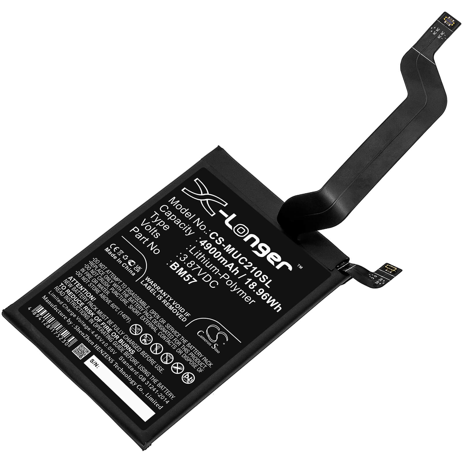 Li-Polymer Battery fits Poco, 21061110ag, X3 Gt 3.87V, 4900mAh / 18.96Wh Mobile & SmartPhone Cameron Sino Technology Limited