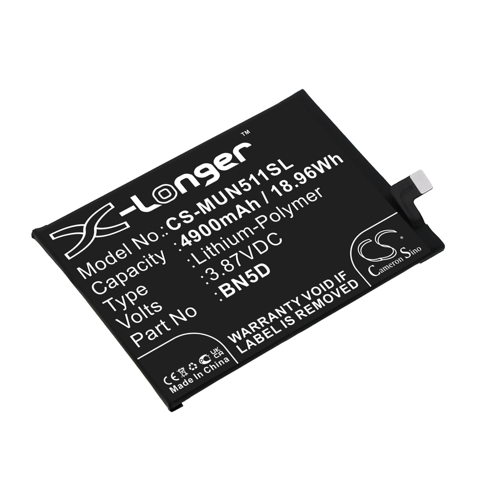 Li-Polymer Battery fits Redmi, 22031116bg, Note 11s 3.87V, 4900mAh / 18.96Wh Mobile & SmartPhone Cameron Sino Technology Limited