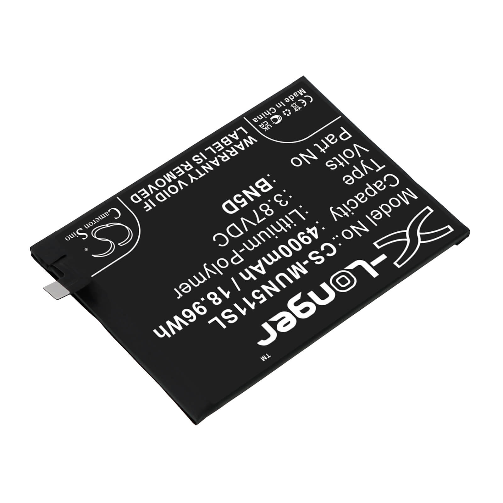 Li-Polymer Battery fits Redmi, 22031116bg, Note 11s 3.87V, 4900mAh / 18.96Wh Mobile & SmartPhone Cameron Sino Technology Limited