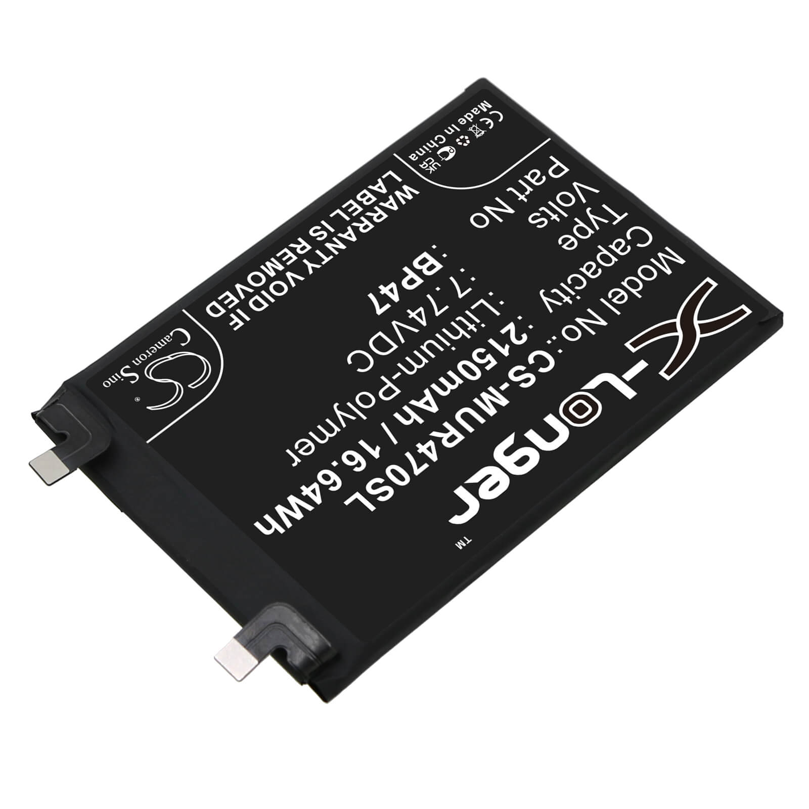 Li-Polymer Battery fits Redmi, 21091116uc, 21091116ug 7.74V, 2150mAh / 16.64Wh Mobile & SmartPhone Cameron Sino Technology Limited
