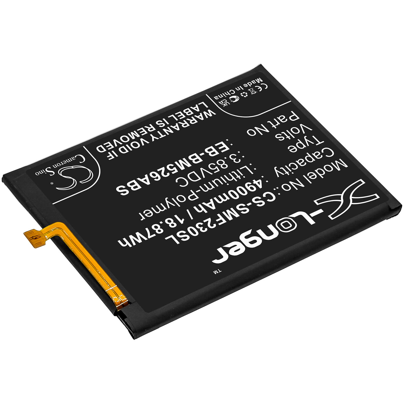 Li-Polymer Battery fits Samsung, Galaxy A23 4g, Galaxy F23 5g 3.85V, 4900mAh / 18.87Wh Mobile & SmartPhone Cameron Sino Technology Limited