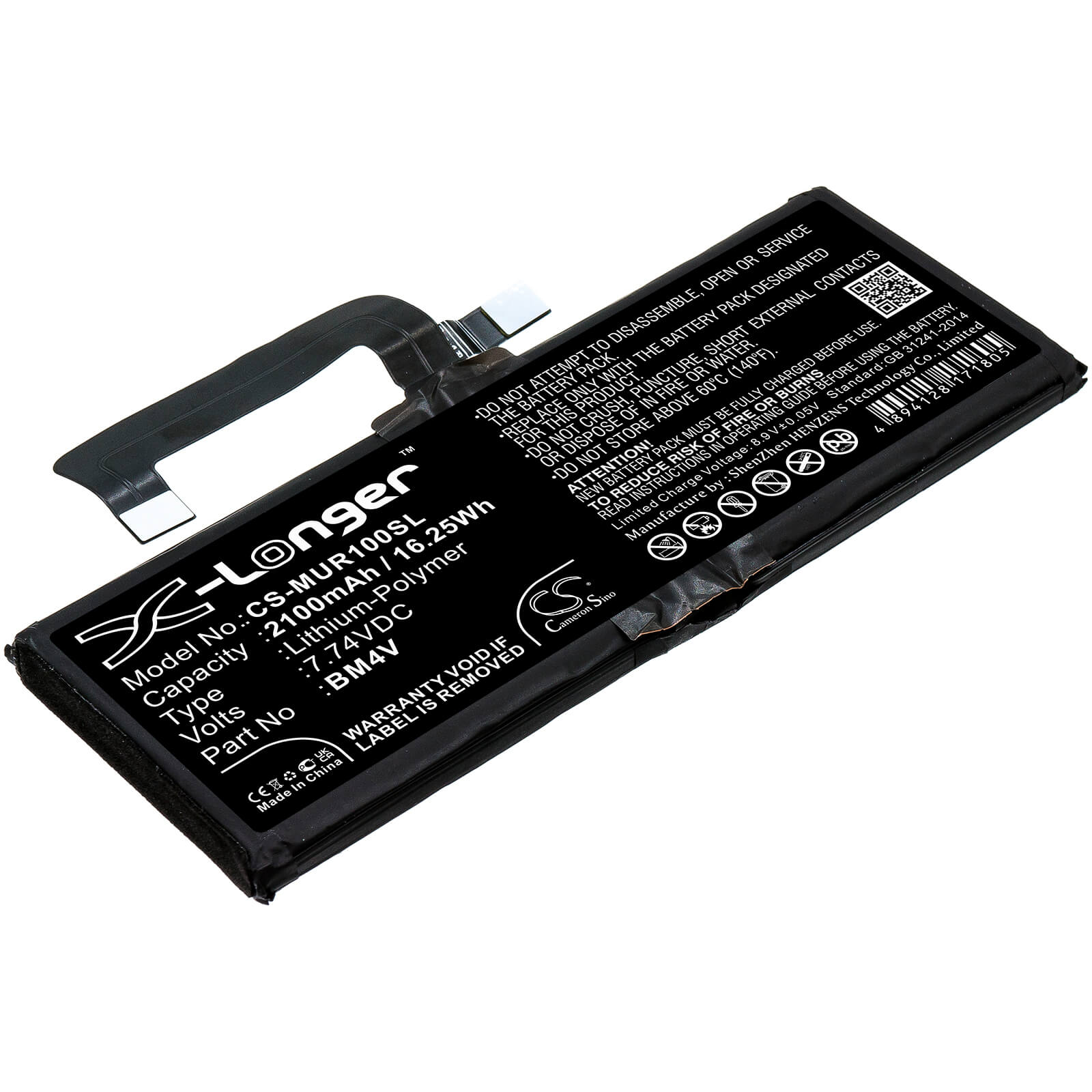 Li-Polymer Battery fits Xiaomi, M2007j1sc, Mi 10 Ultra 7.74V, 2100mAh / 16.25Wh Mobile & SmartPhone Cameron Sino Technology Limited