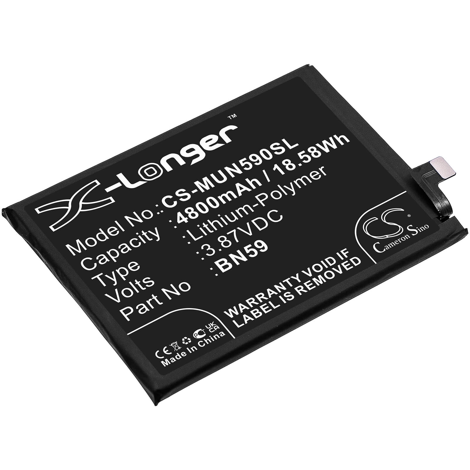Li-Polymer Battery fits Xiaomi, M2101k7ag, M2101k7ai 3.87V, 4800mAh / 18.58Wh Mobile & SmartPhone Cameron Sino Technology Limited