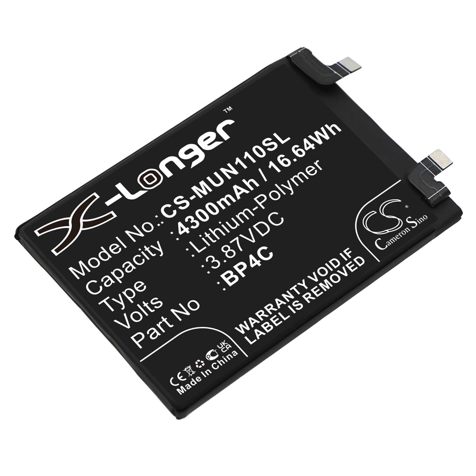 Li-Polymer Battery fits Xiaomi, Redmi Note 11t Pro+ 3.87V, 4300mAh / 16.64Wh Mobile & SmartPhone Cameron Sino Technology Limited